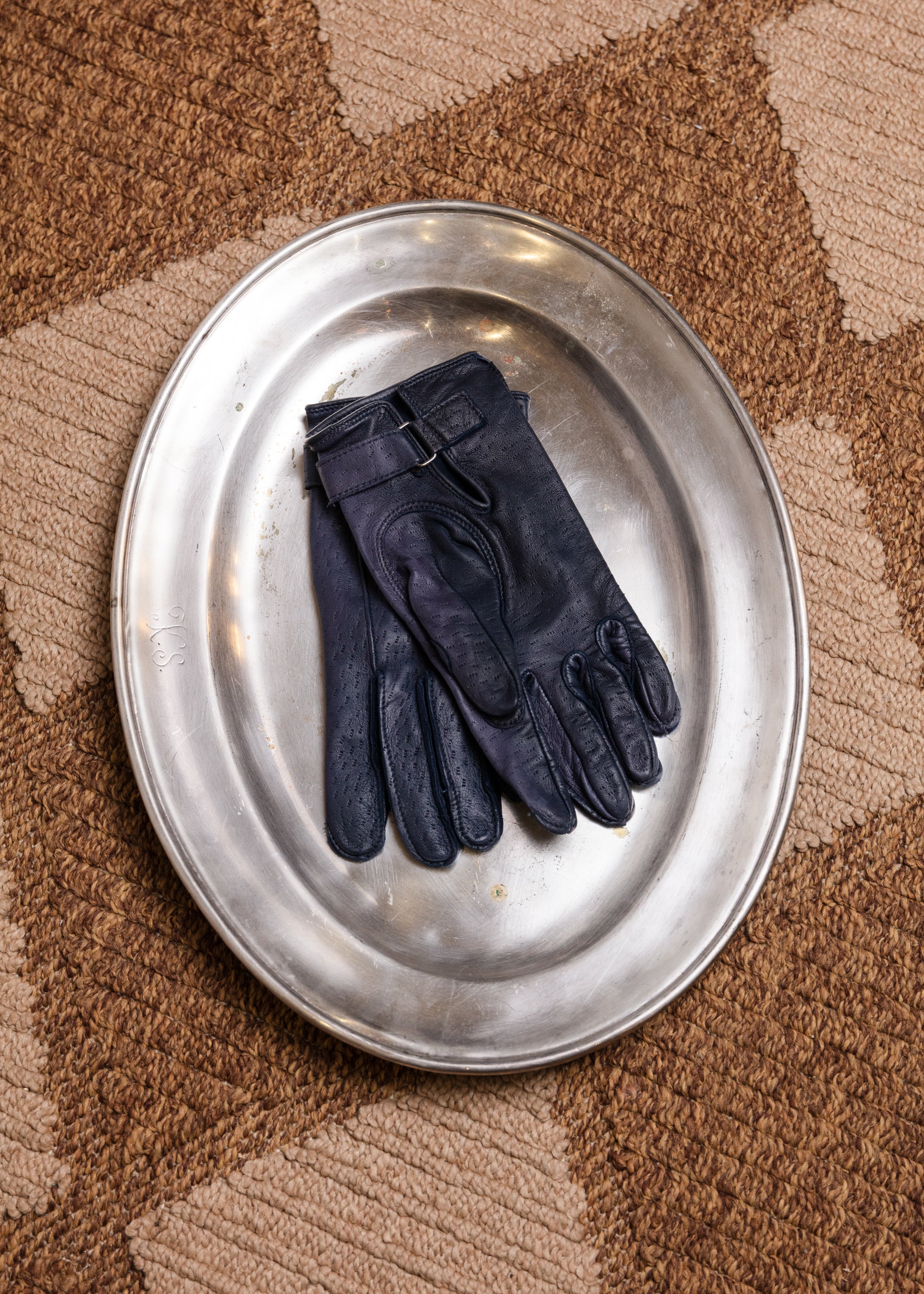 Leather Gloves - Navy