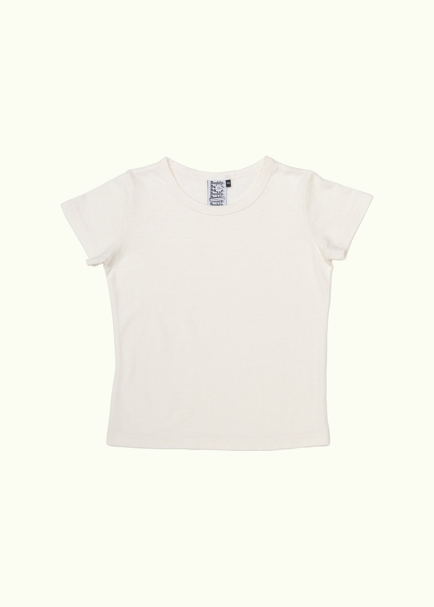 Buddy Hemp Goods Mini Tee Off White Flatlay Front