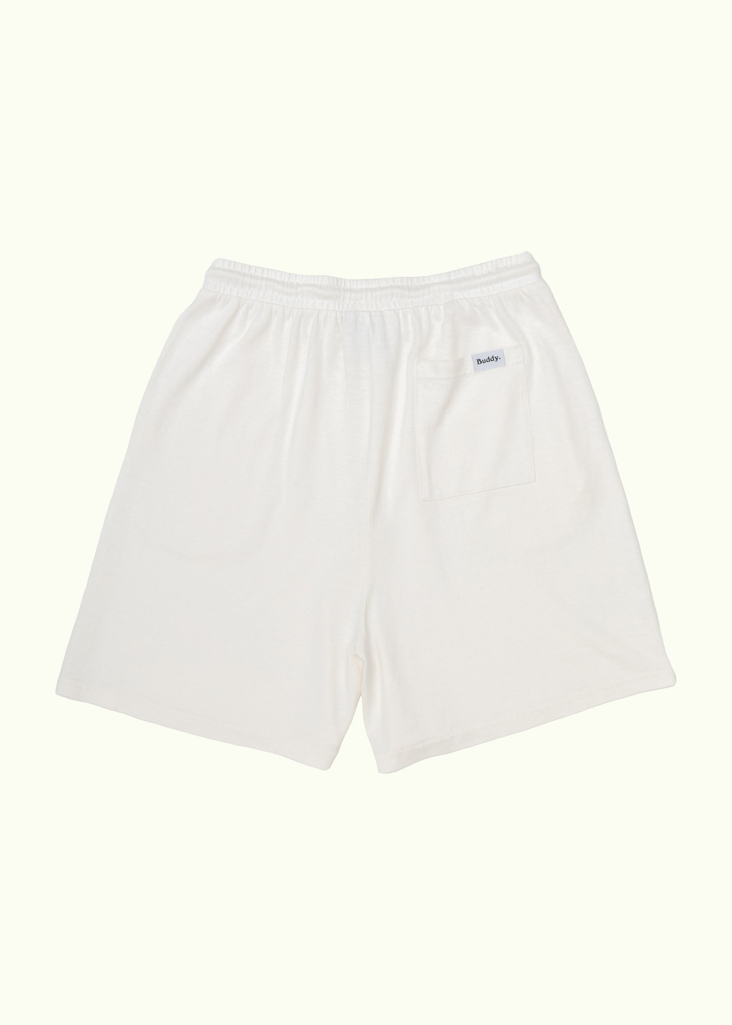 Buddy Hemp Goods Tee Shorts Off White Flatlay Back