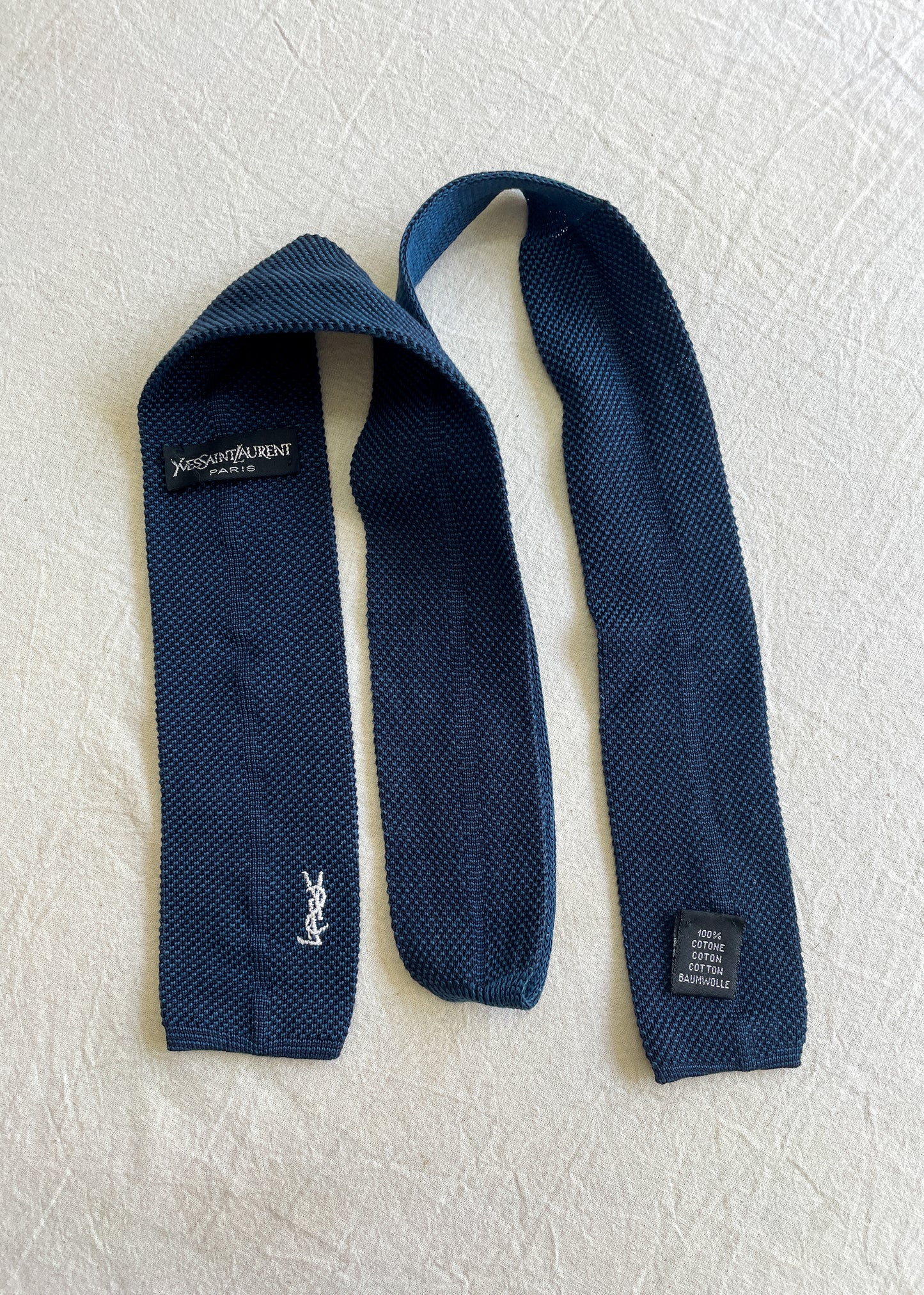 YSL Knitted Tie - Navy