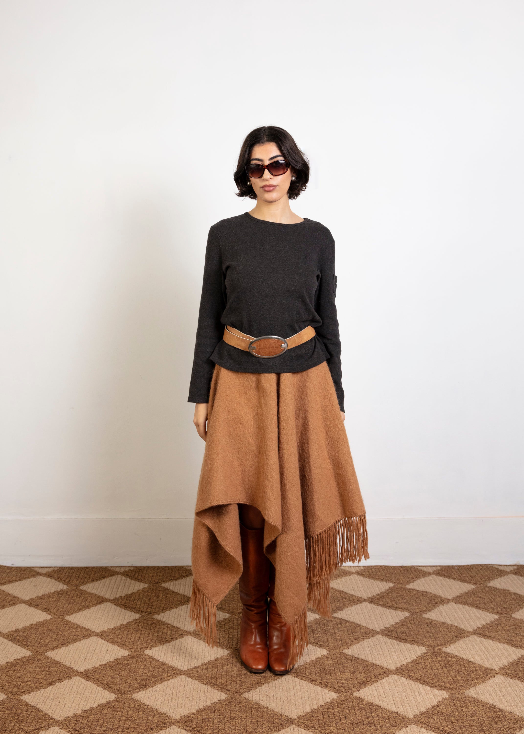 Alpaca Poncho - Camel