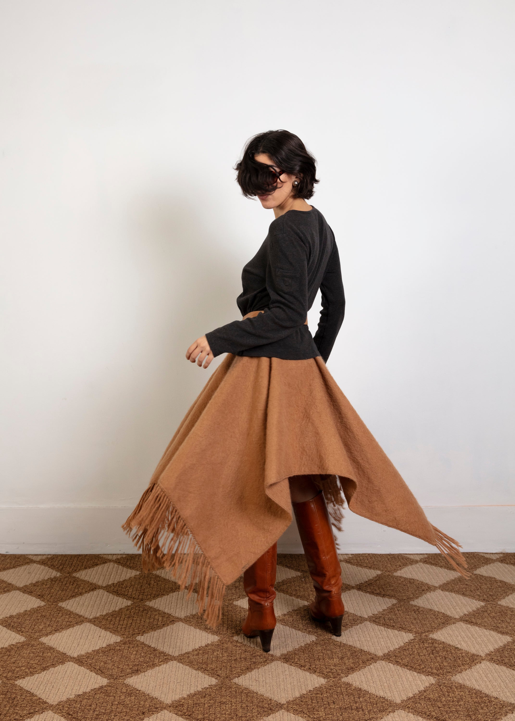 Alpaca Poncho - Camel