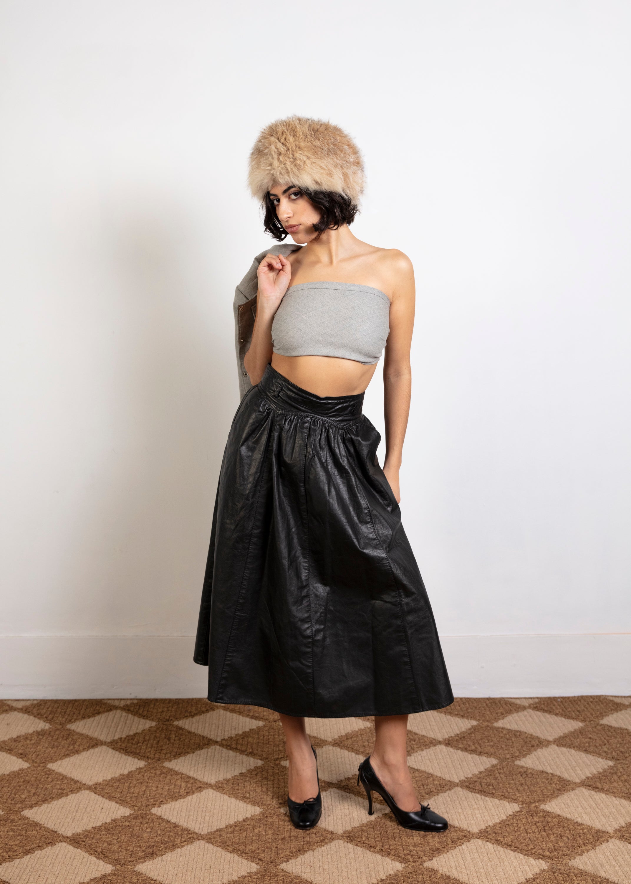 Strawberry Studio Leather Skirt - Black