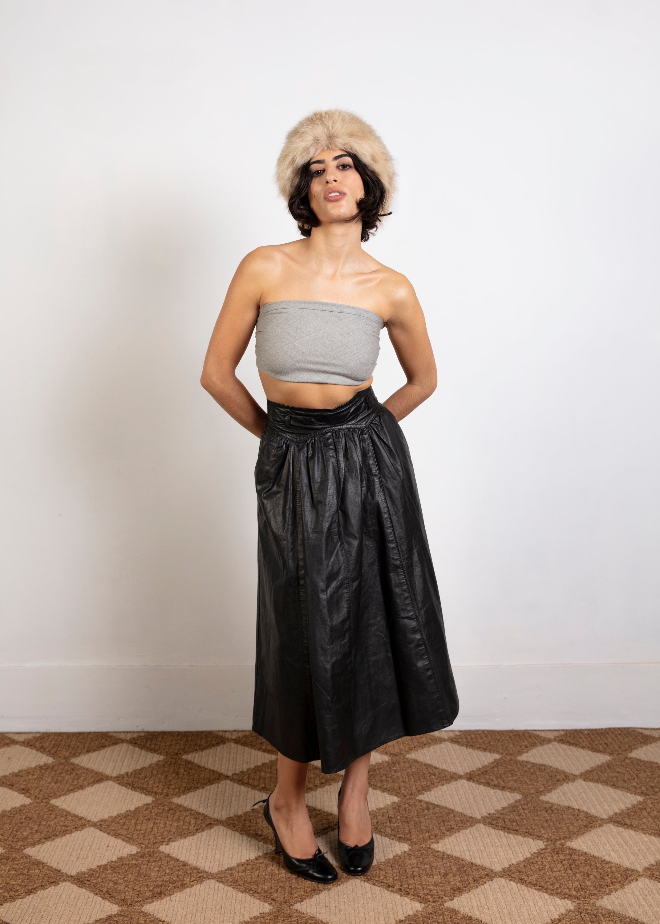 Strawberry Studio Leather Skirt - Black