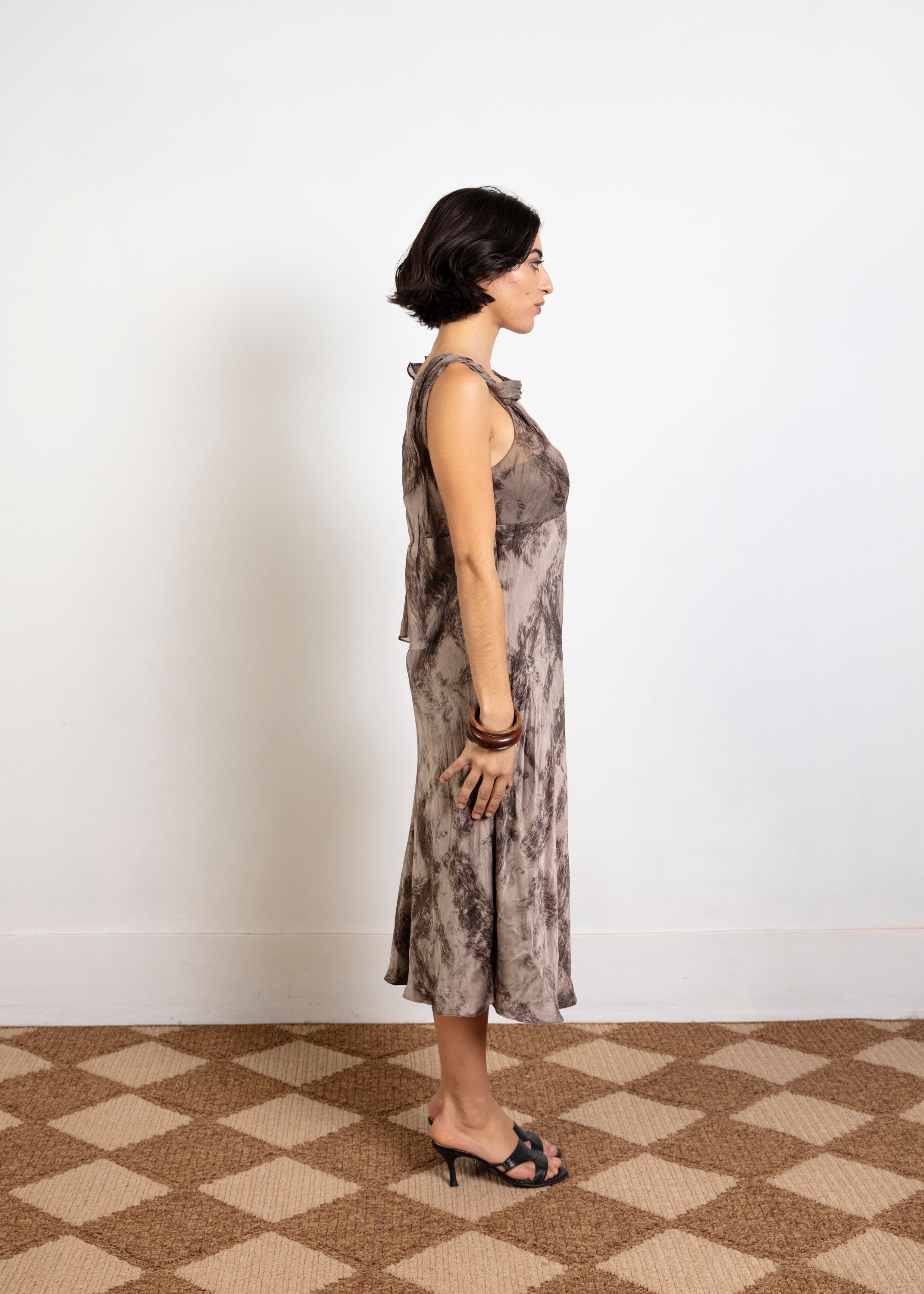 George Gross Silk Halter Dress - Brown