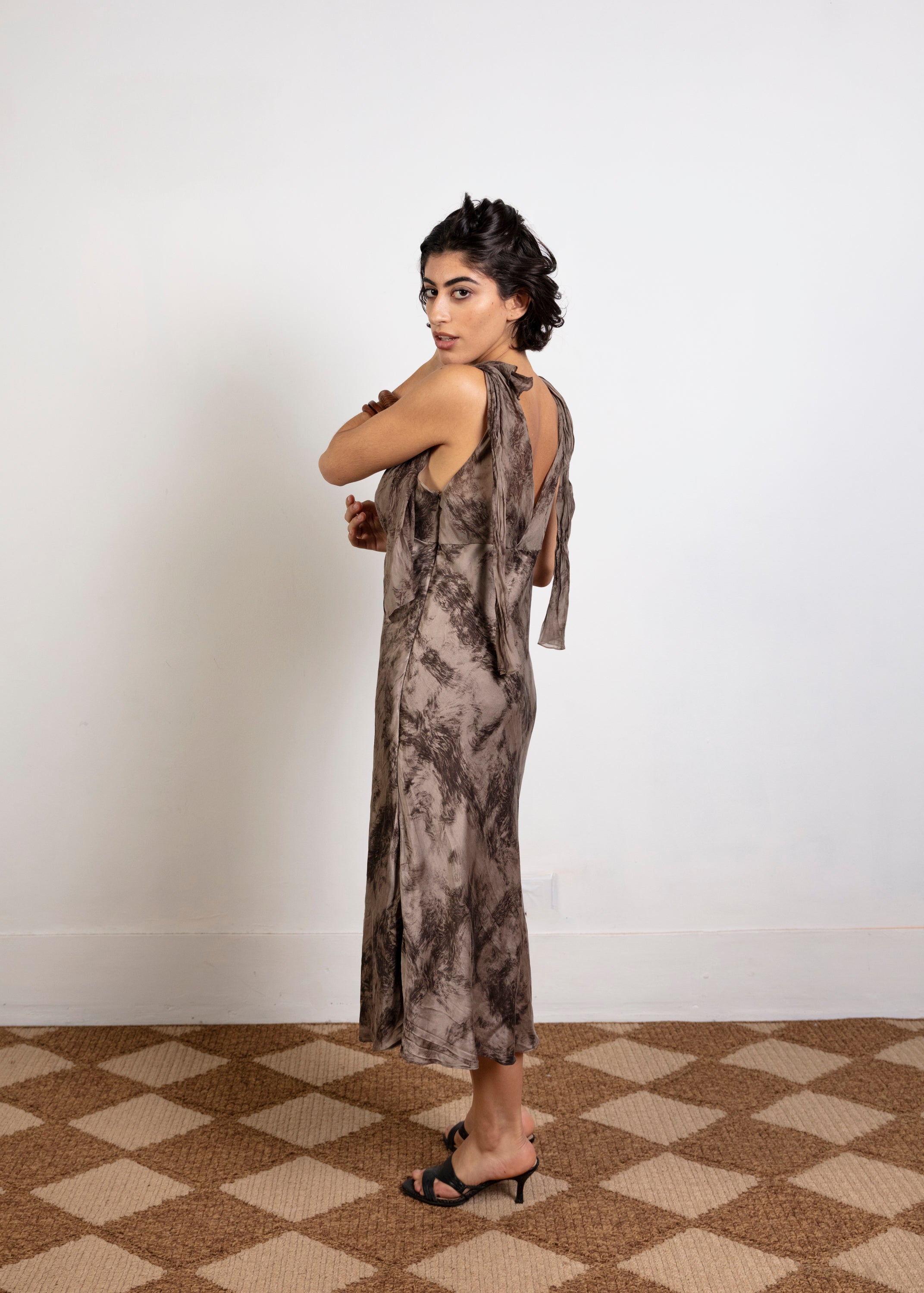 George Gross Silk Halter Dress - Brown