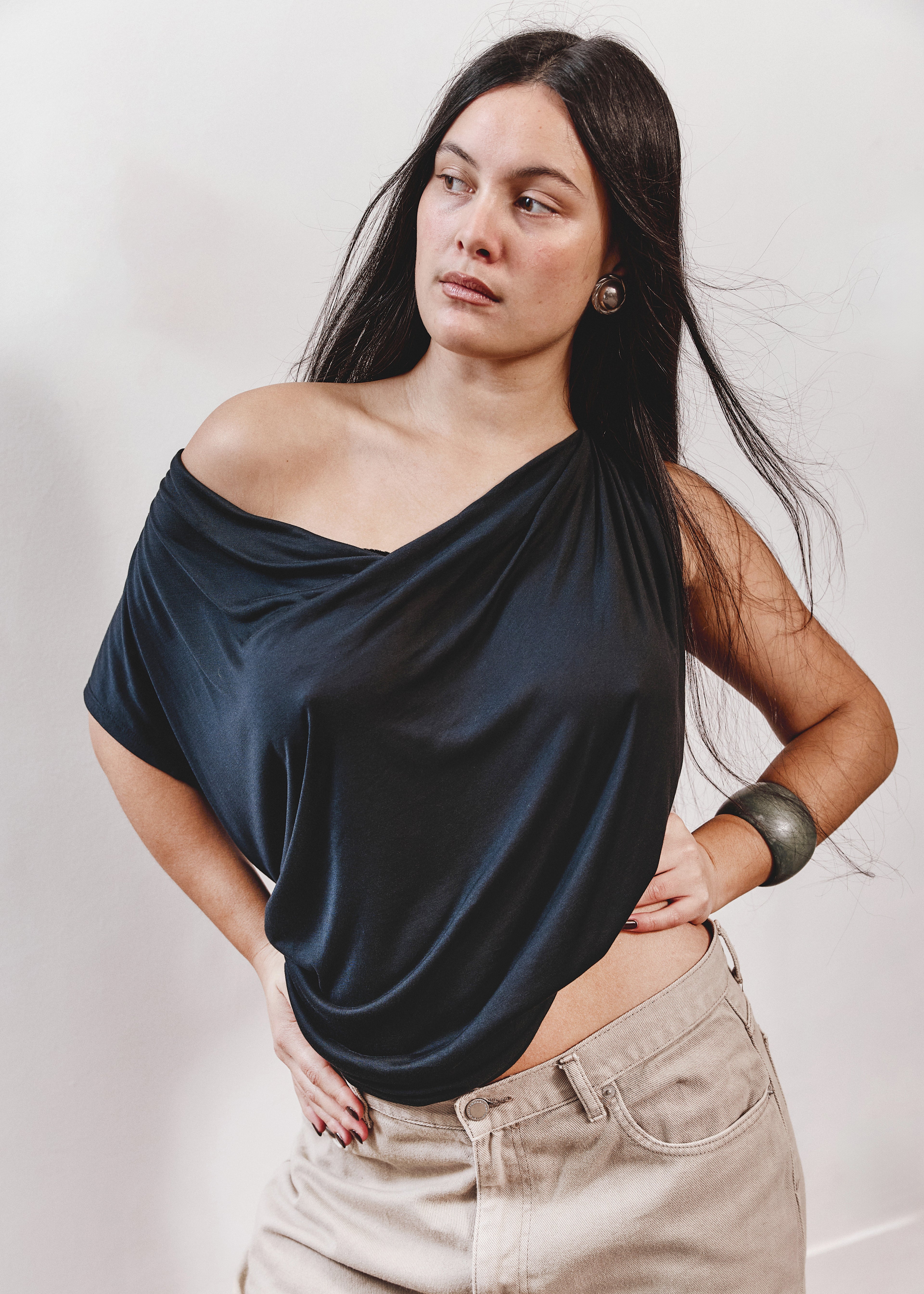 Max Mara Draped Top - Black