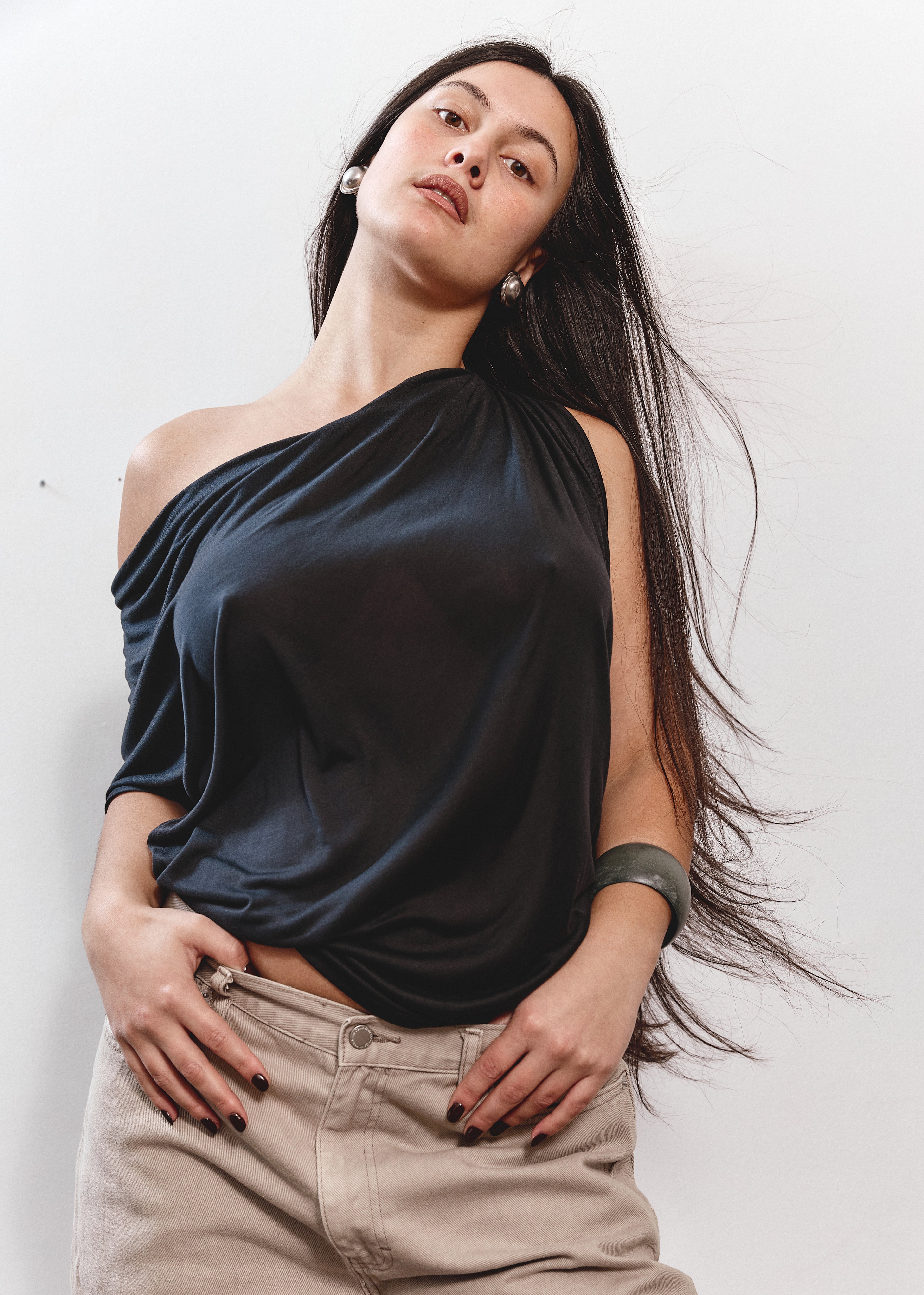 Max Mara Draped Top - Black