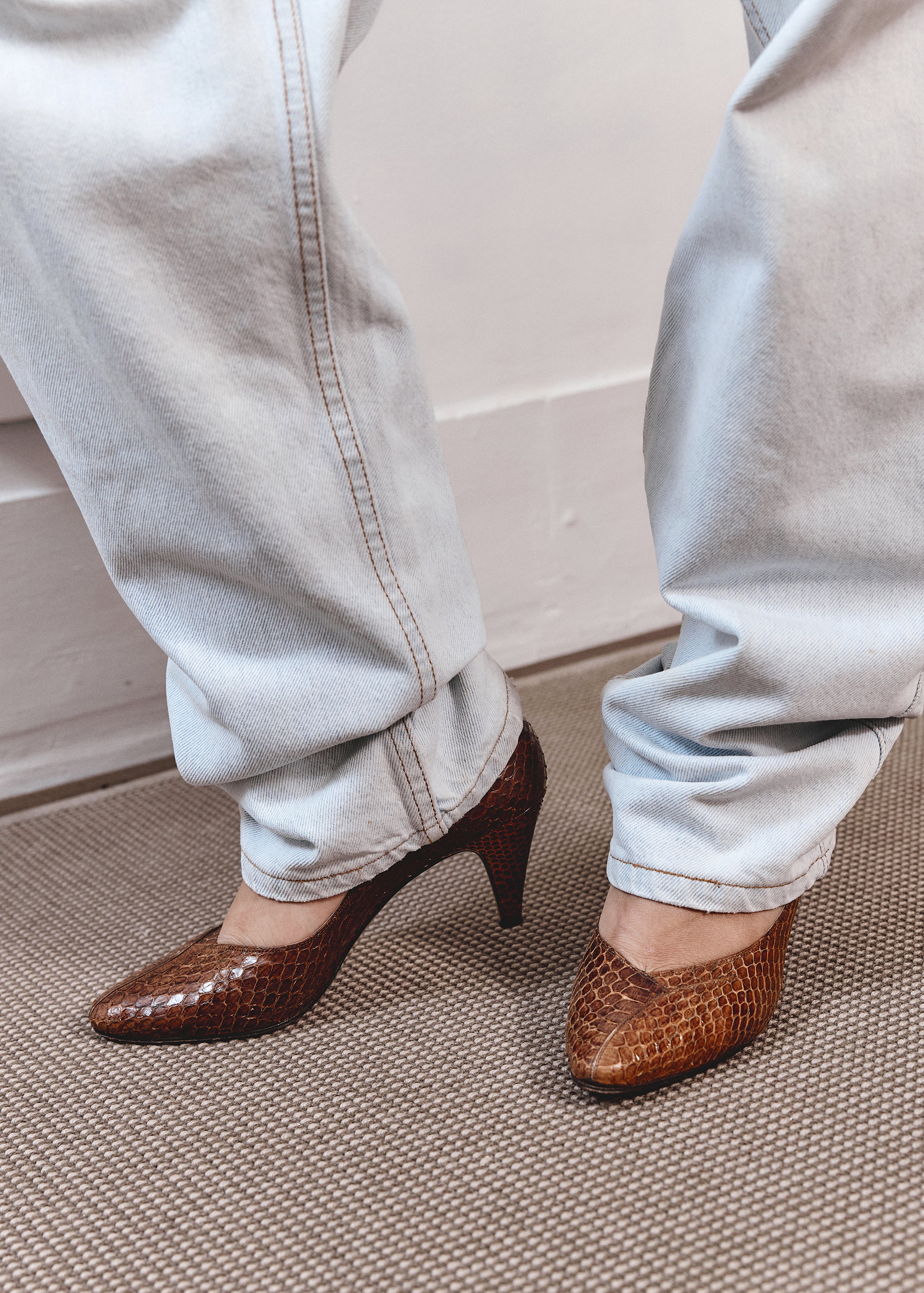 Mellusso Snake Skin Pumps - Brown