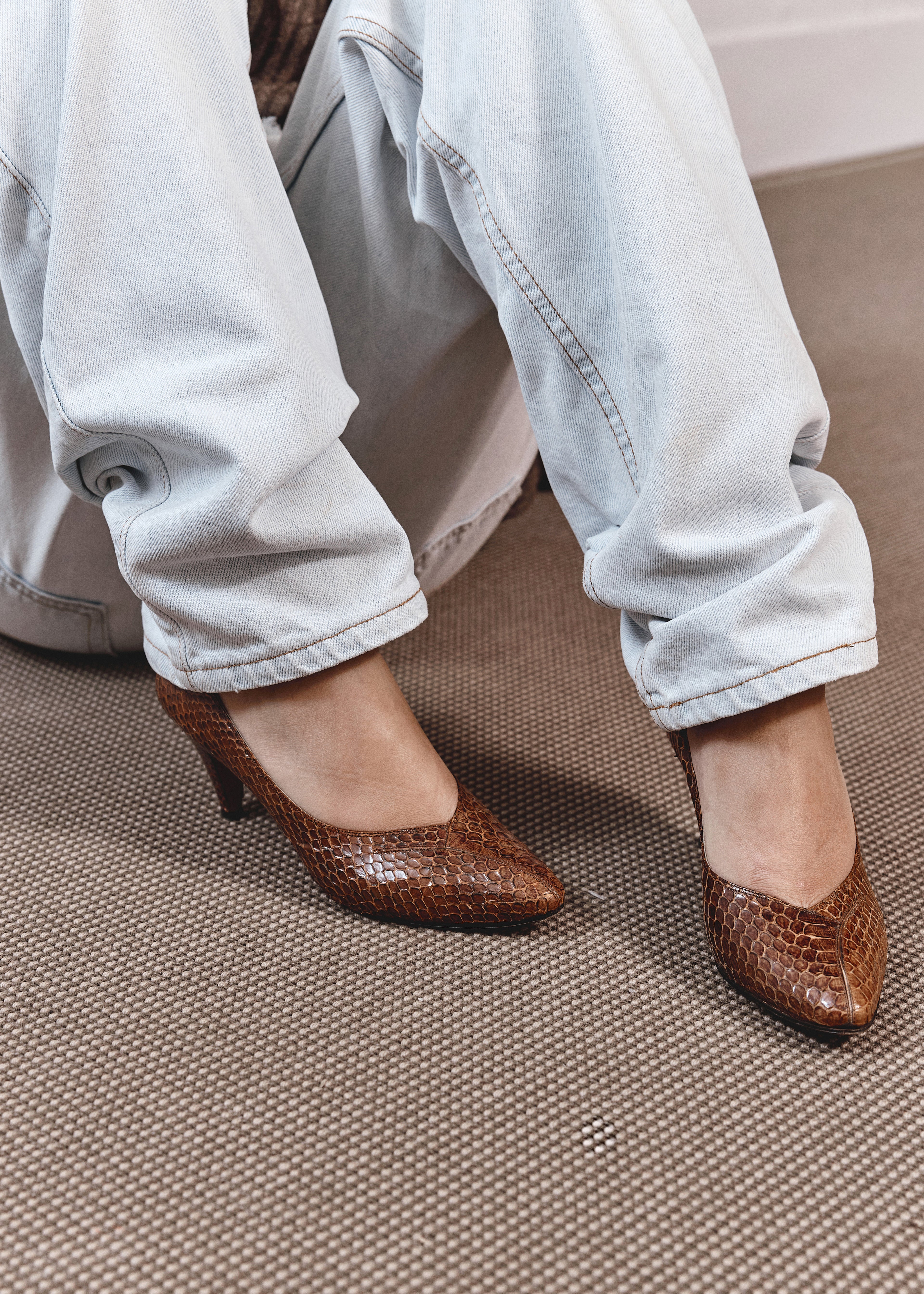 Mellusso Snake Skin Pumps - Brown