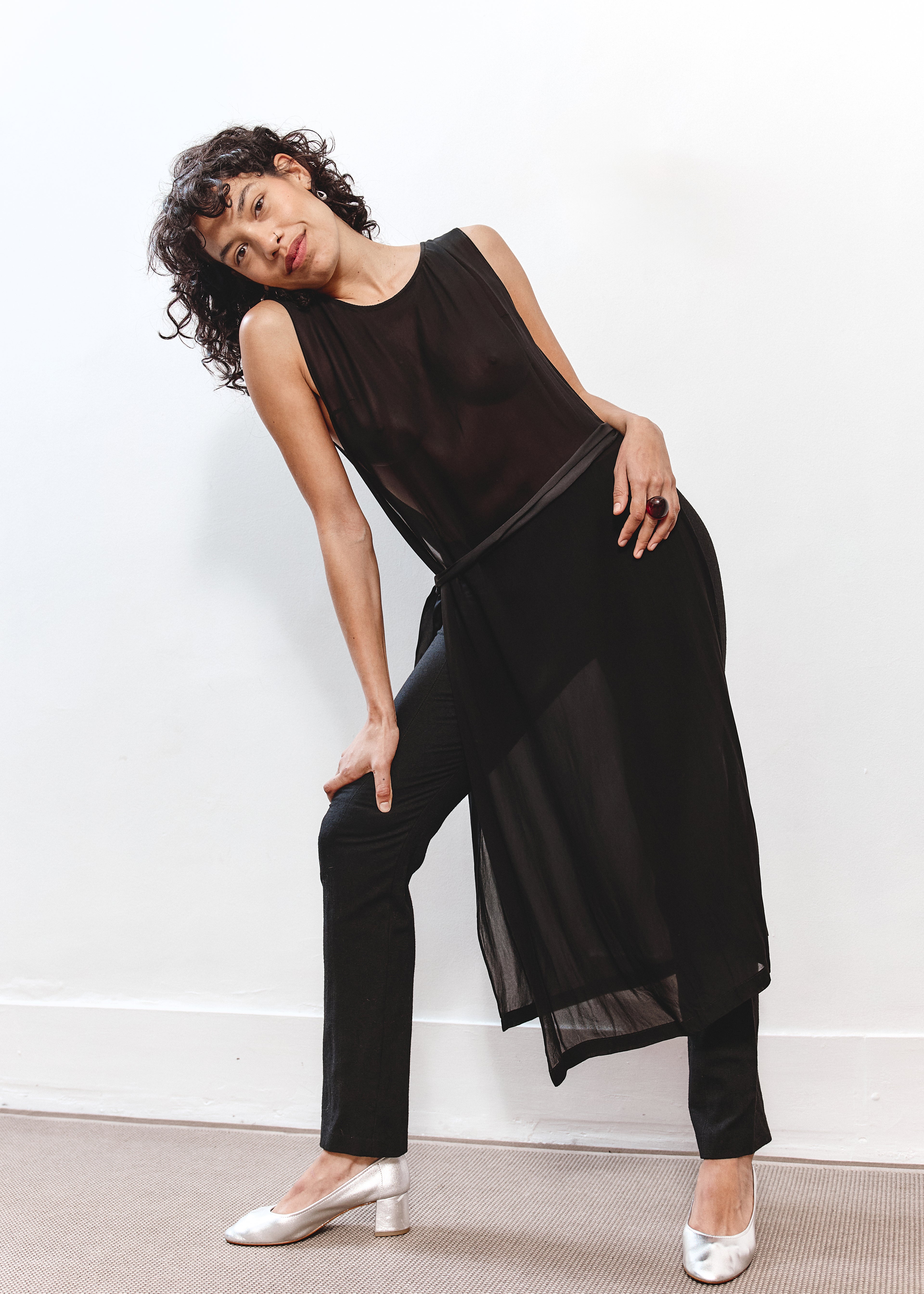 Lisa Barren Sheer Dress - Black