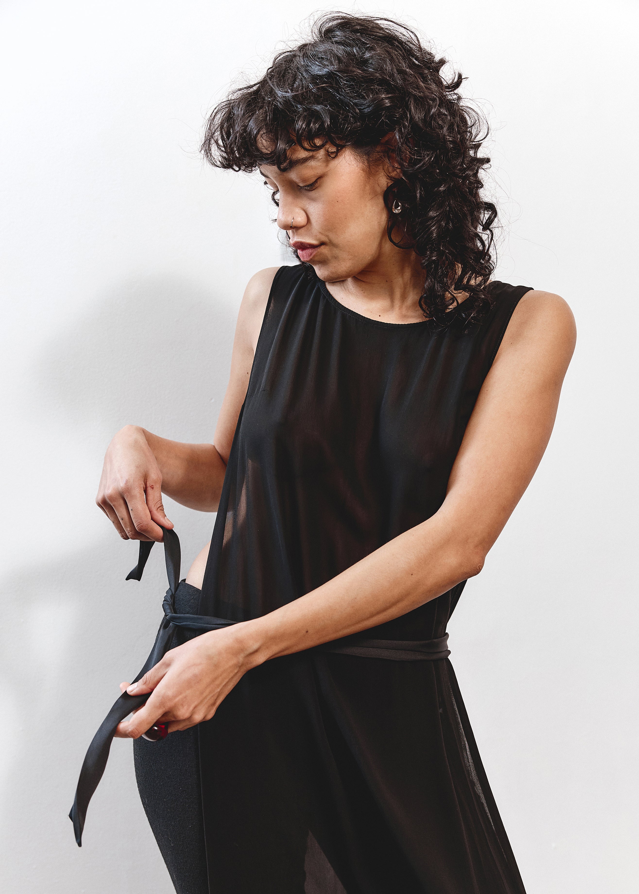 Lisa Barren Sheer Dress - Black