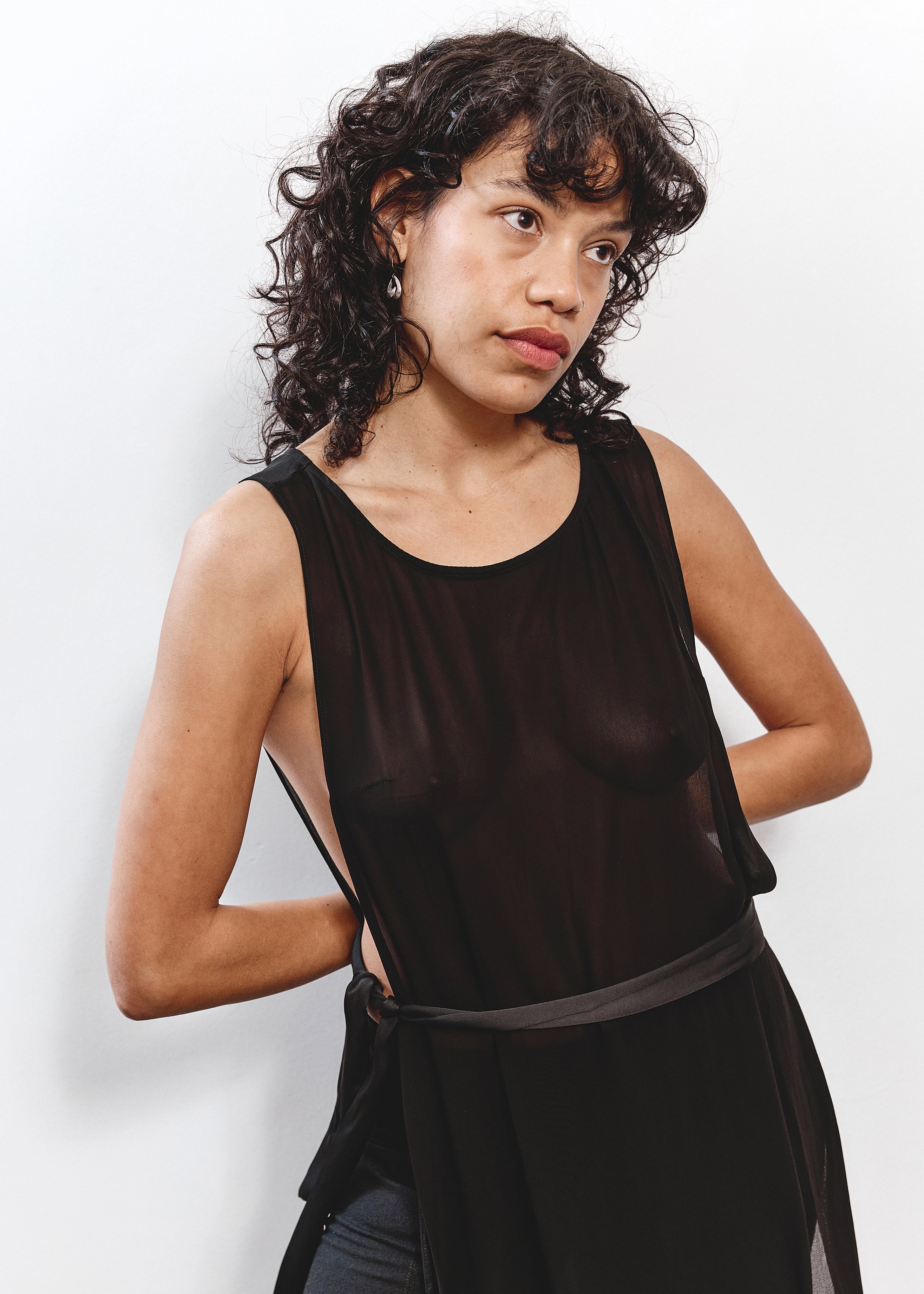 Lisa Barren Sheer Dress - Black