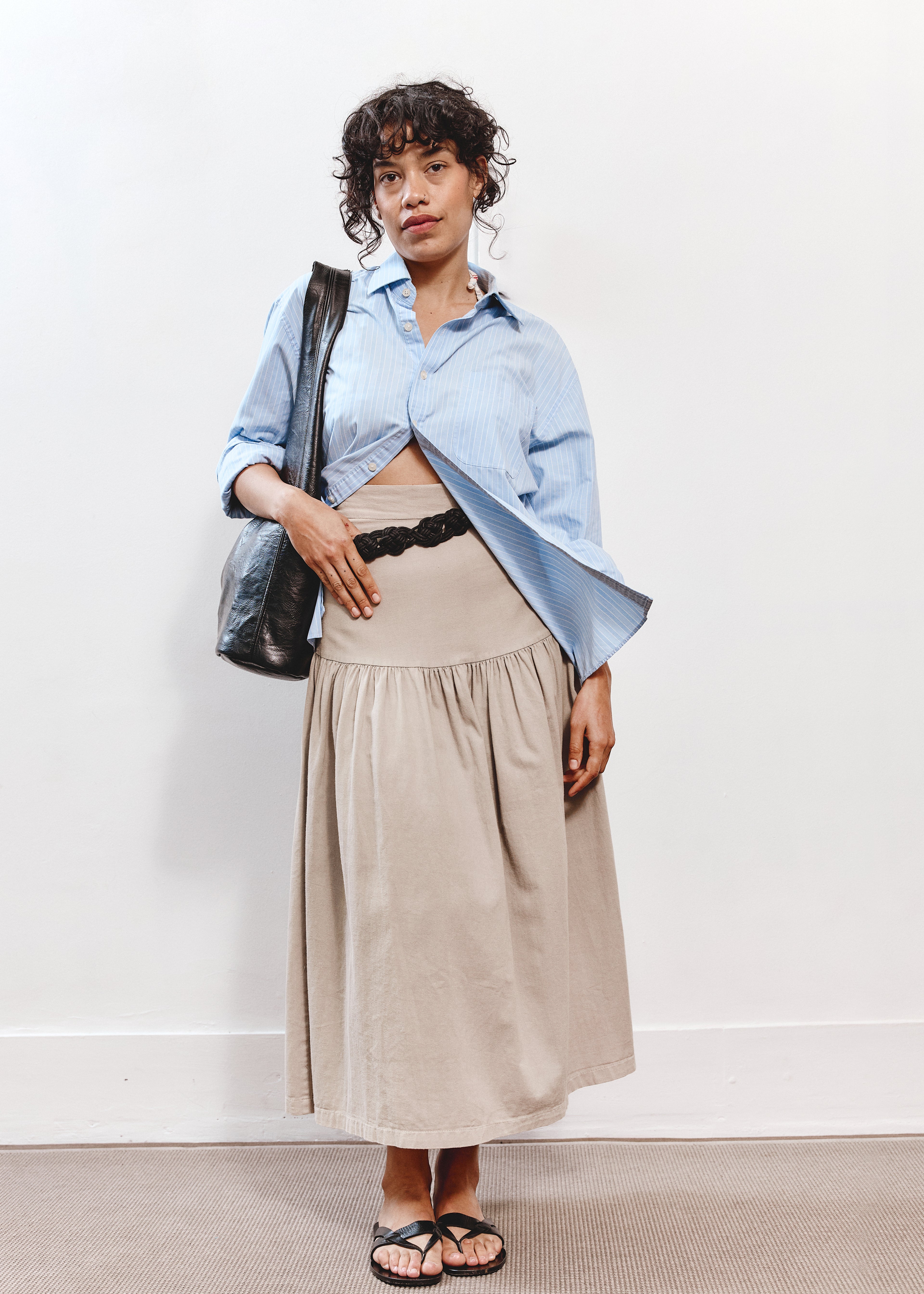 Le Garage Drop Waist Skirt - Khaki