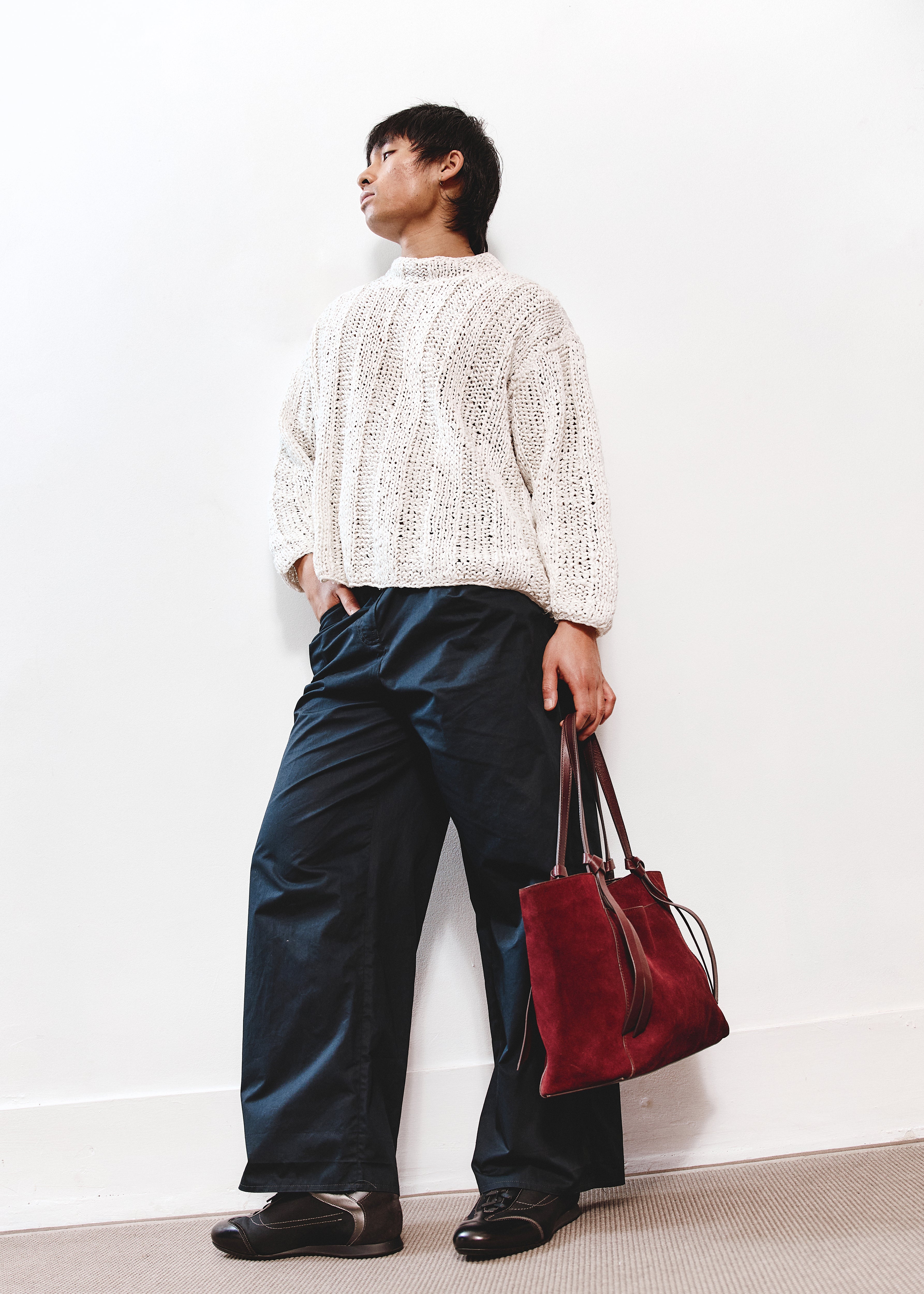 Fossil Suede Tote - Burgundy