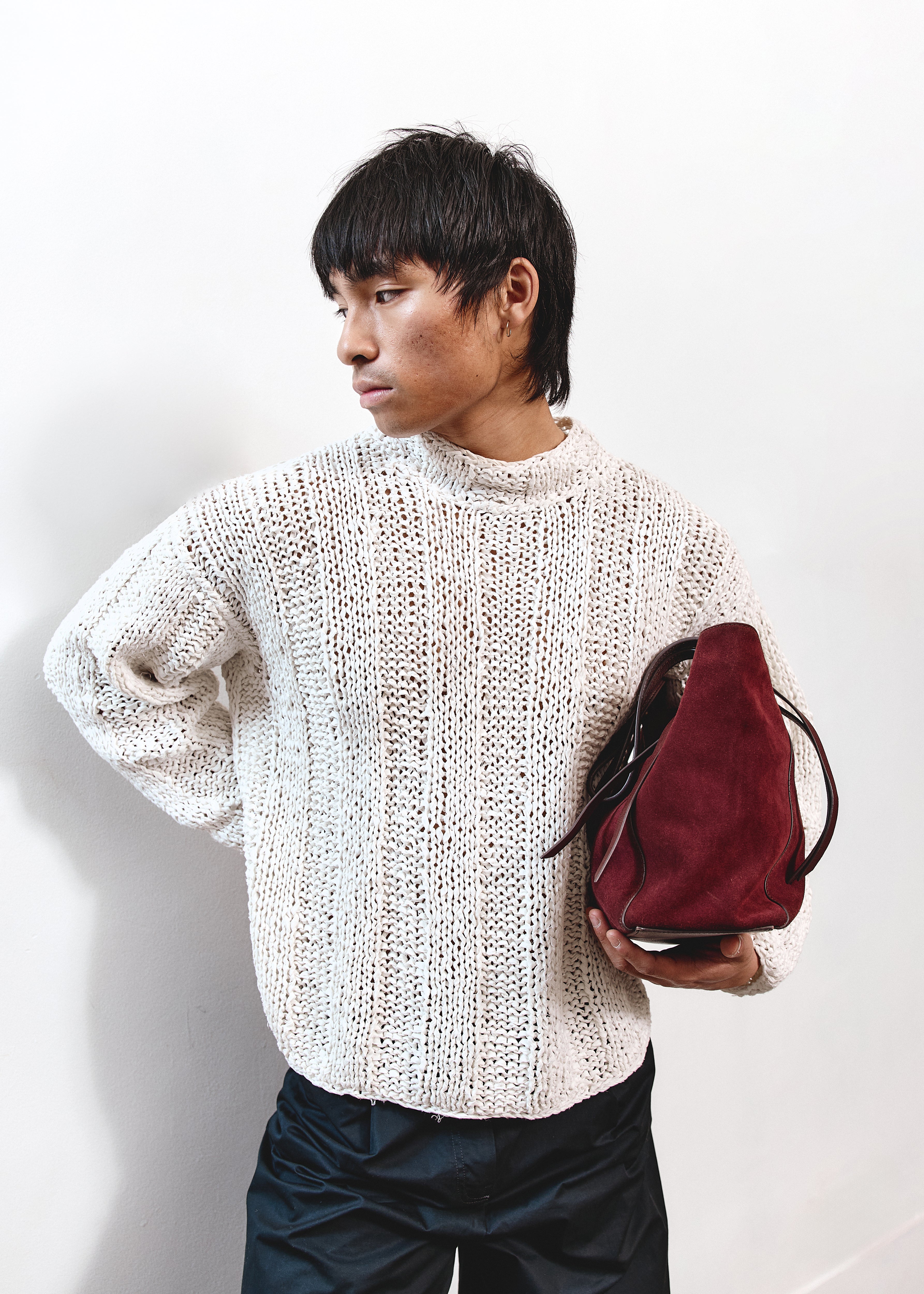 Fossil Suede Tote - Burgundy