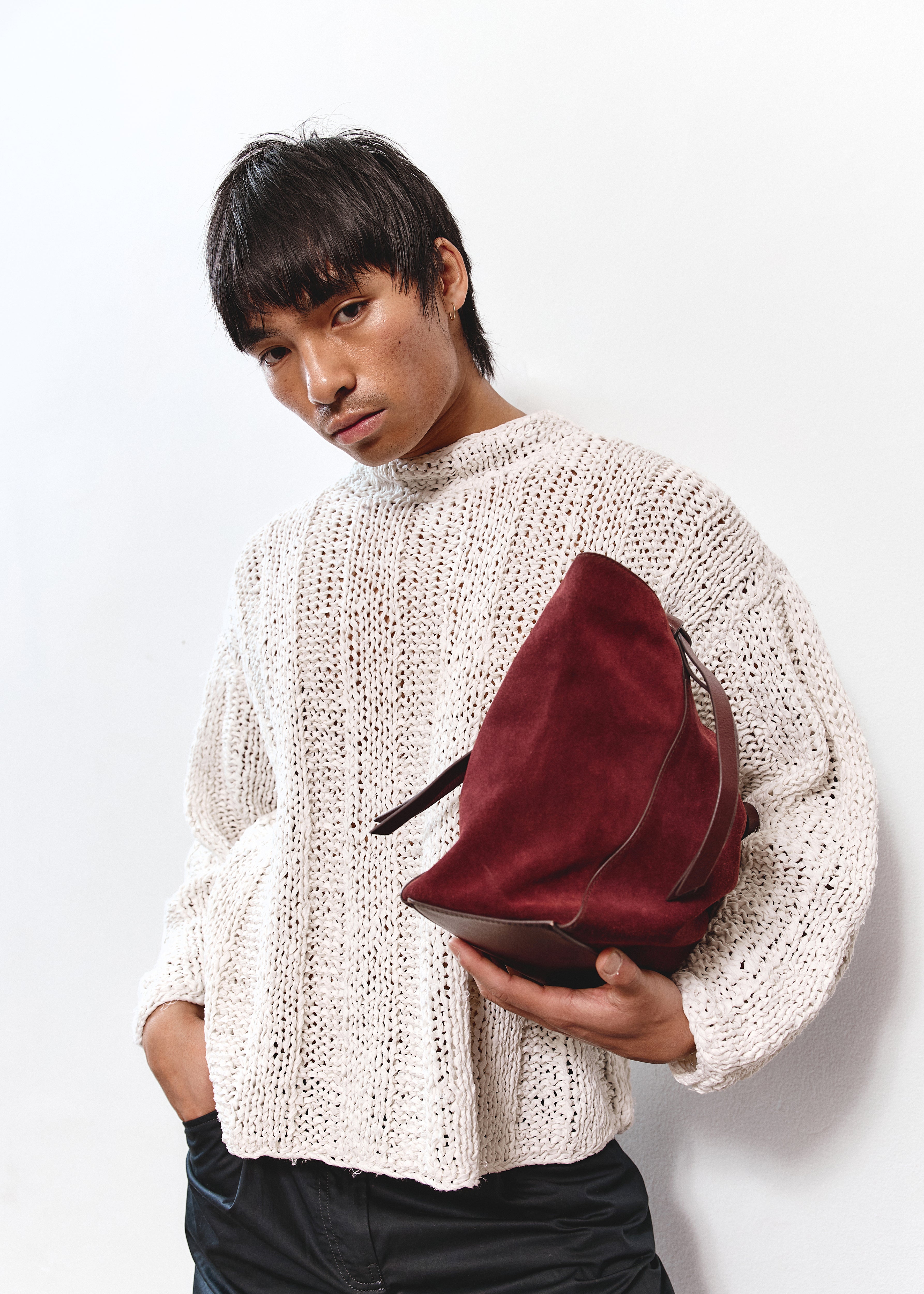 Fossil Suede Tote - Burgundy