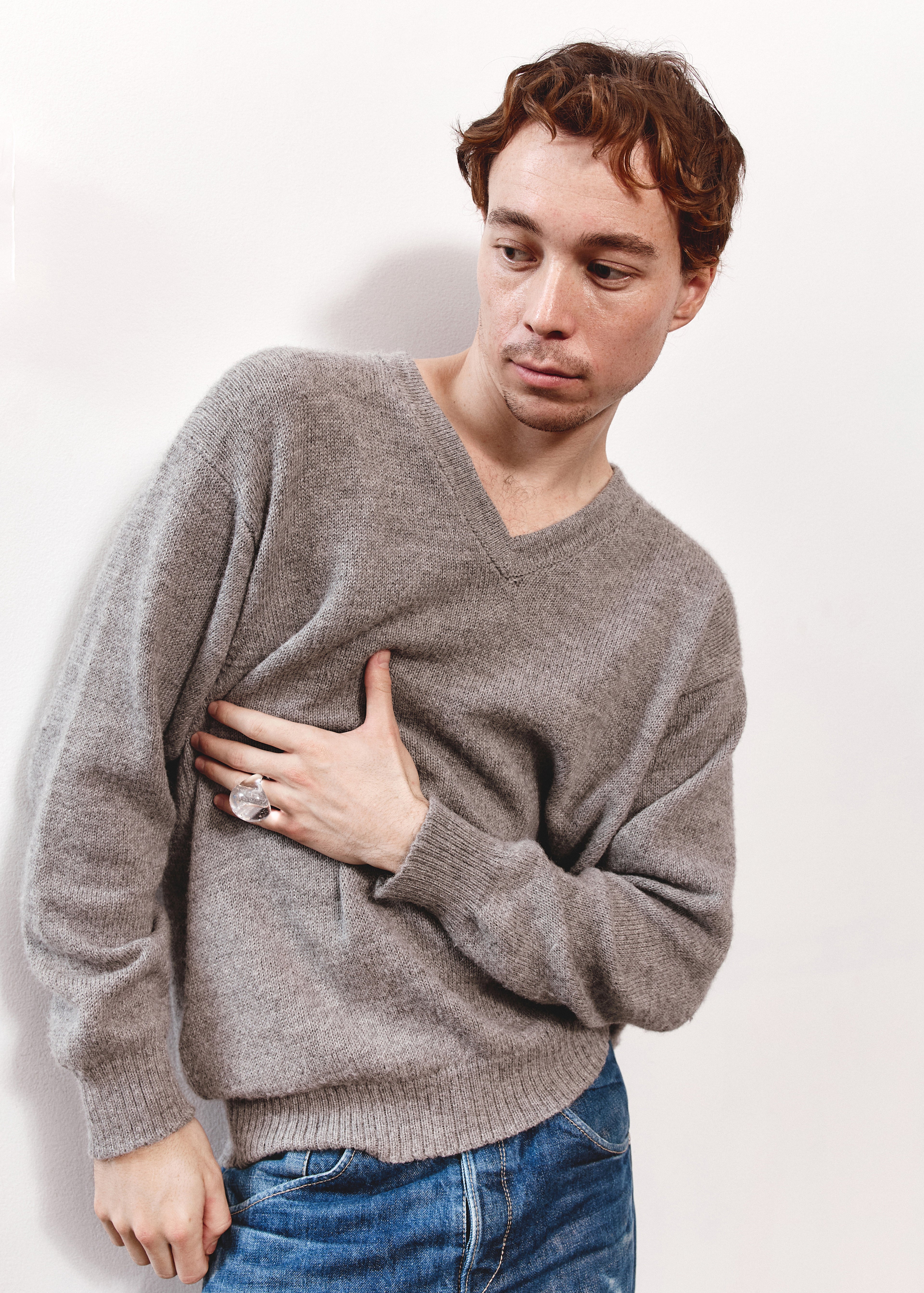 Perez Slouchy V Neck Knit - Grey