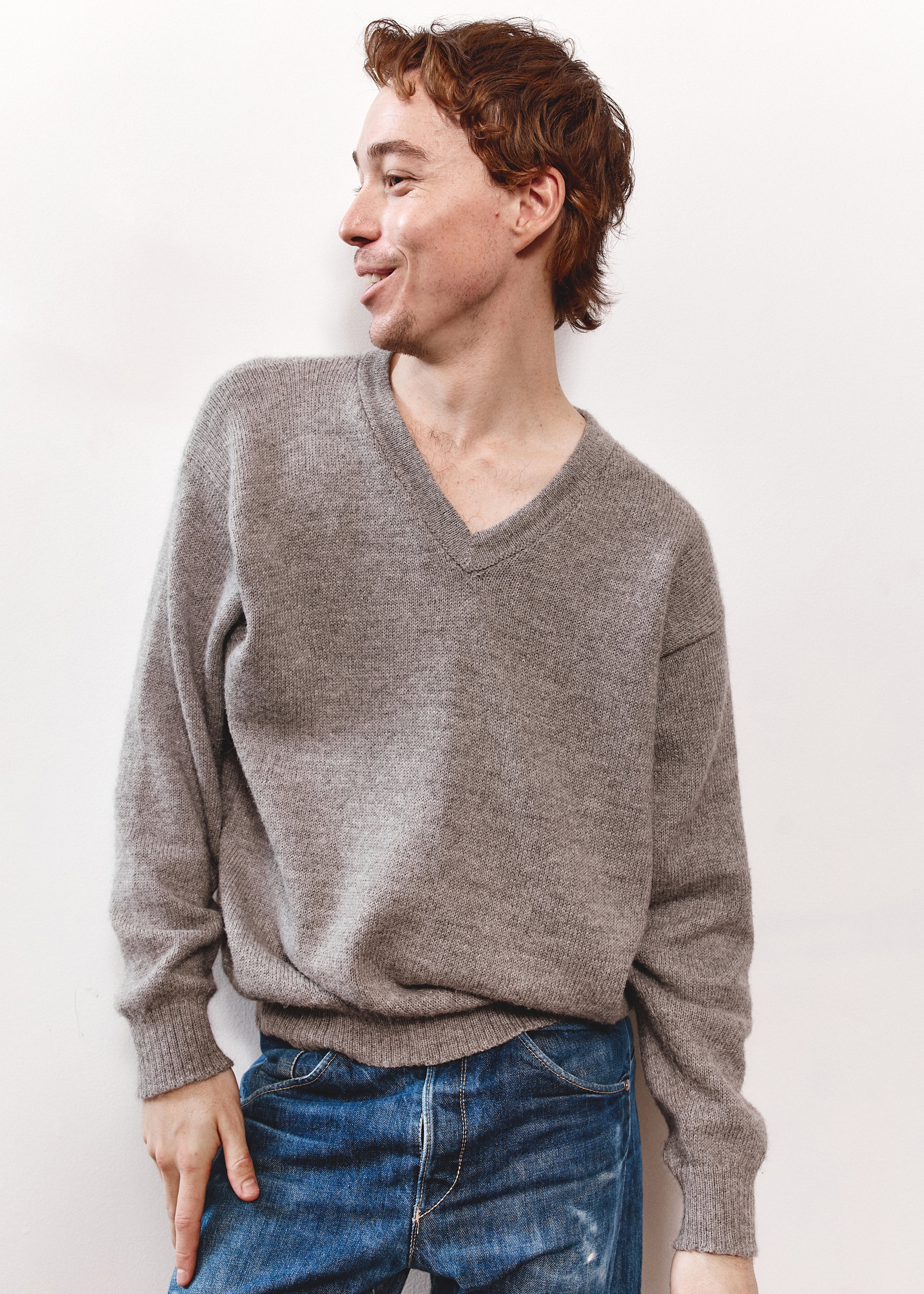 Perez Slouchy V Neck Knit - Grey