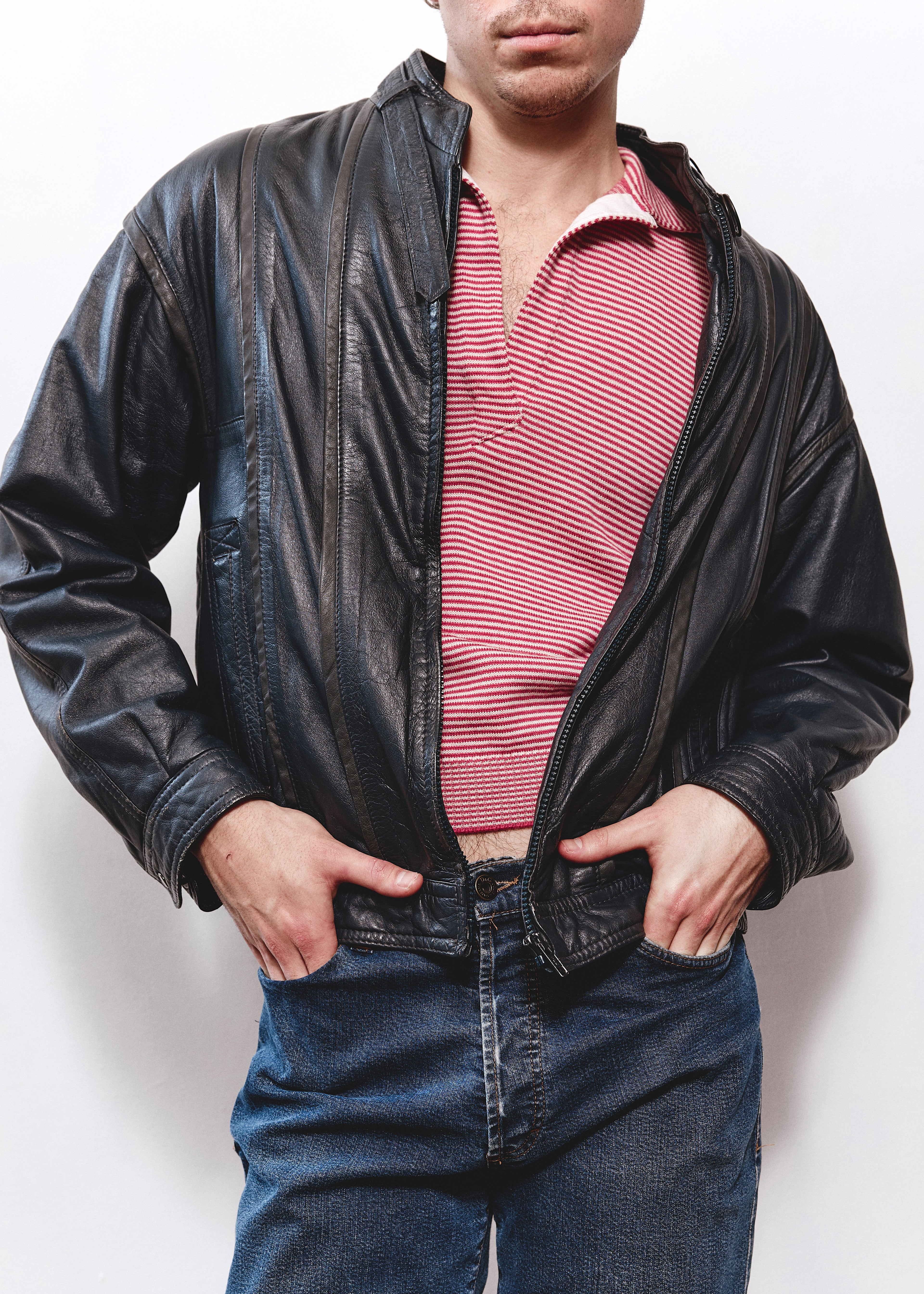 Pointers Leather Jacket - Dark Blue