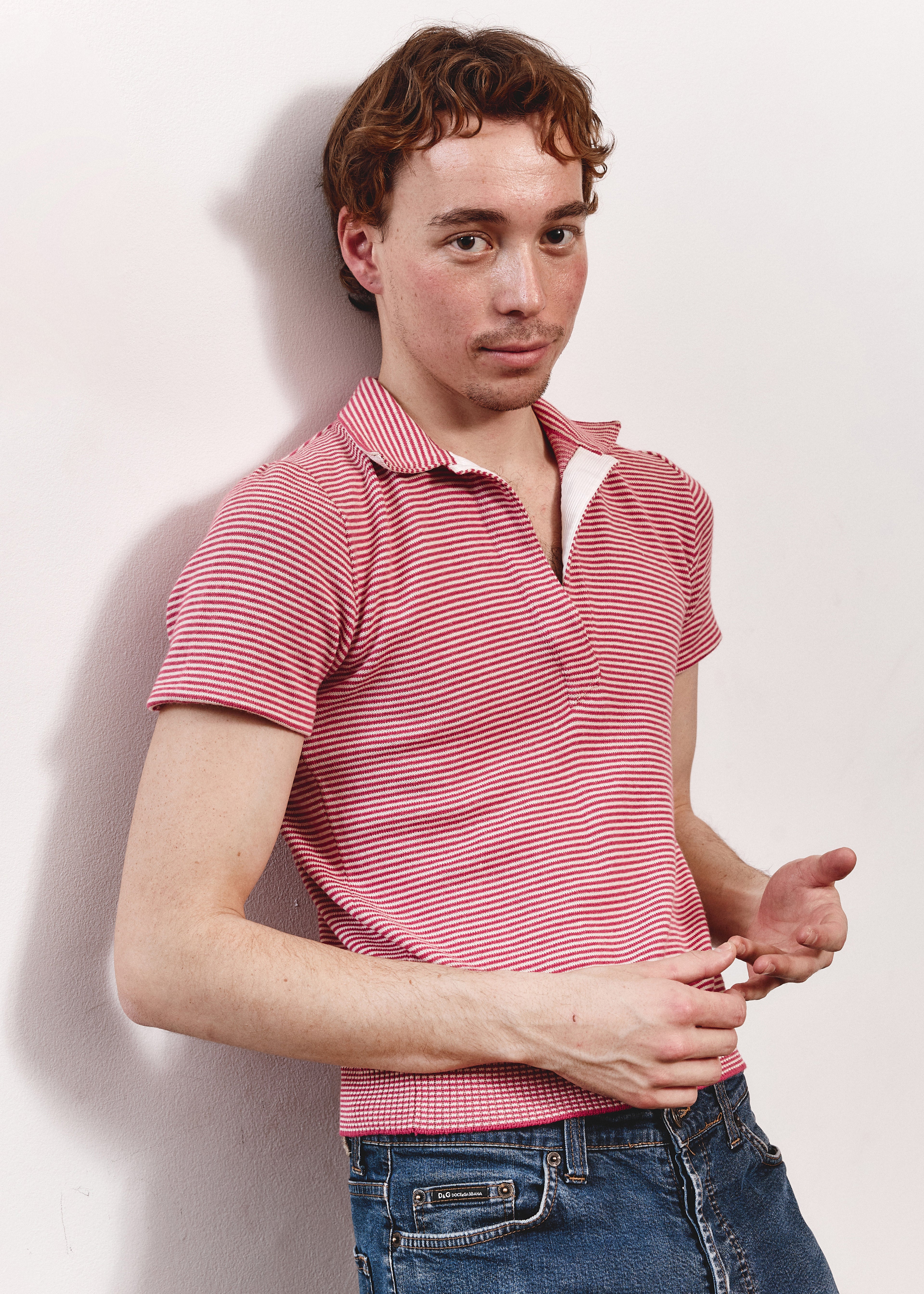 Valentino Contrast Polo - Pink/White Stripe