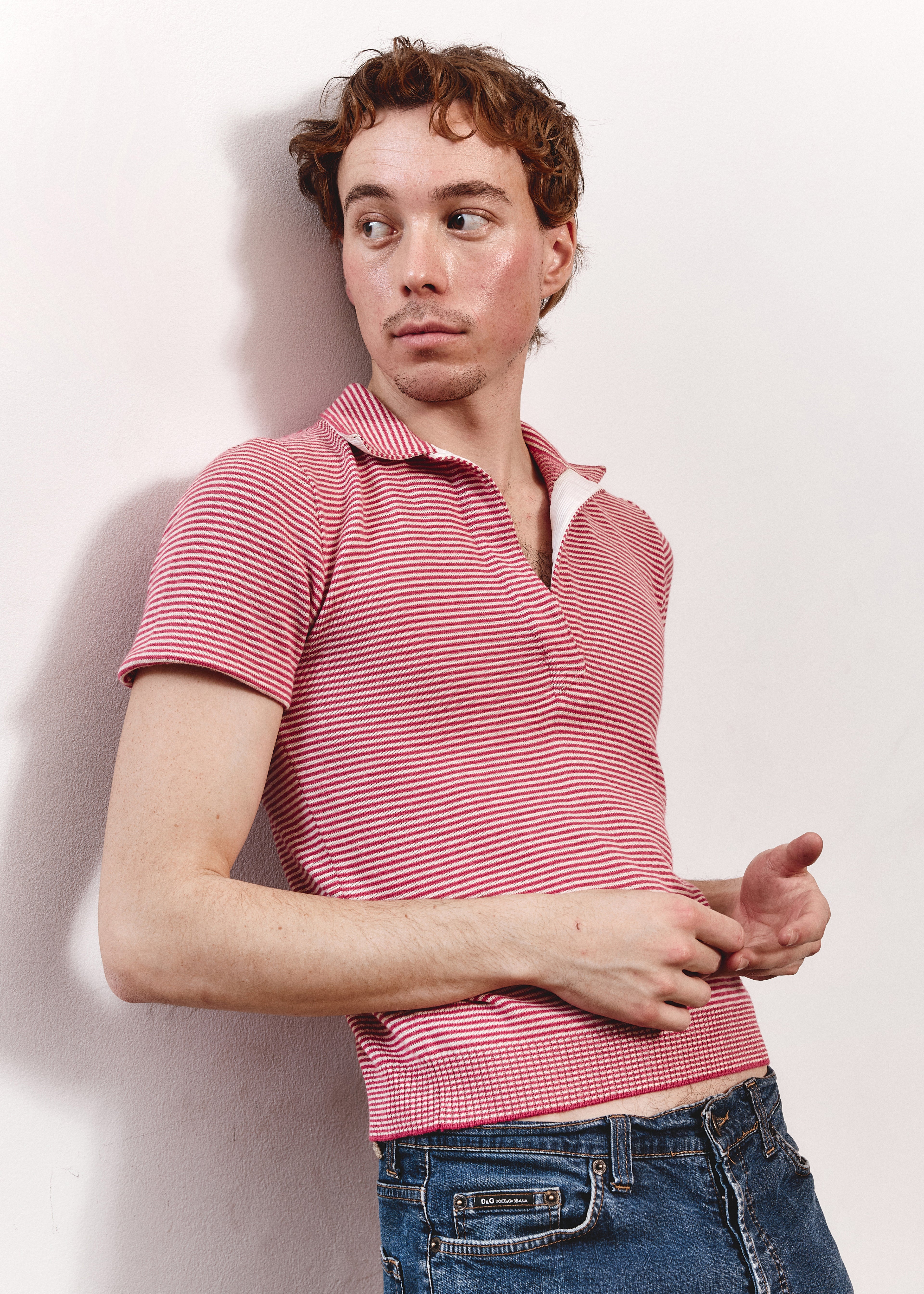 Valentino Contrast Polo - Pink/White Stripe