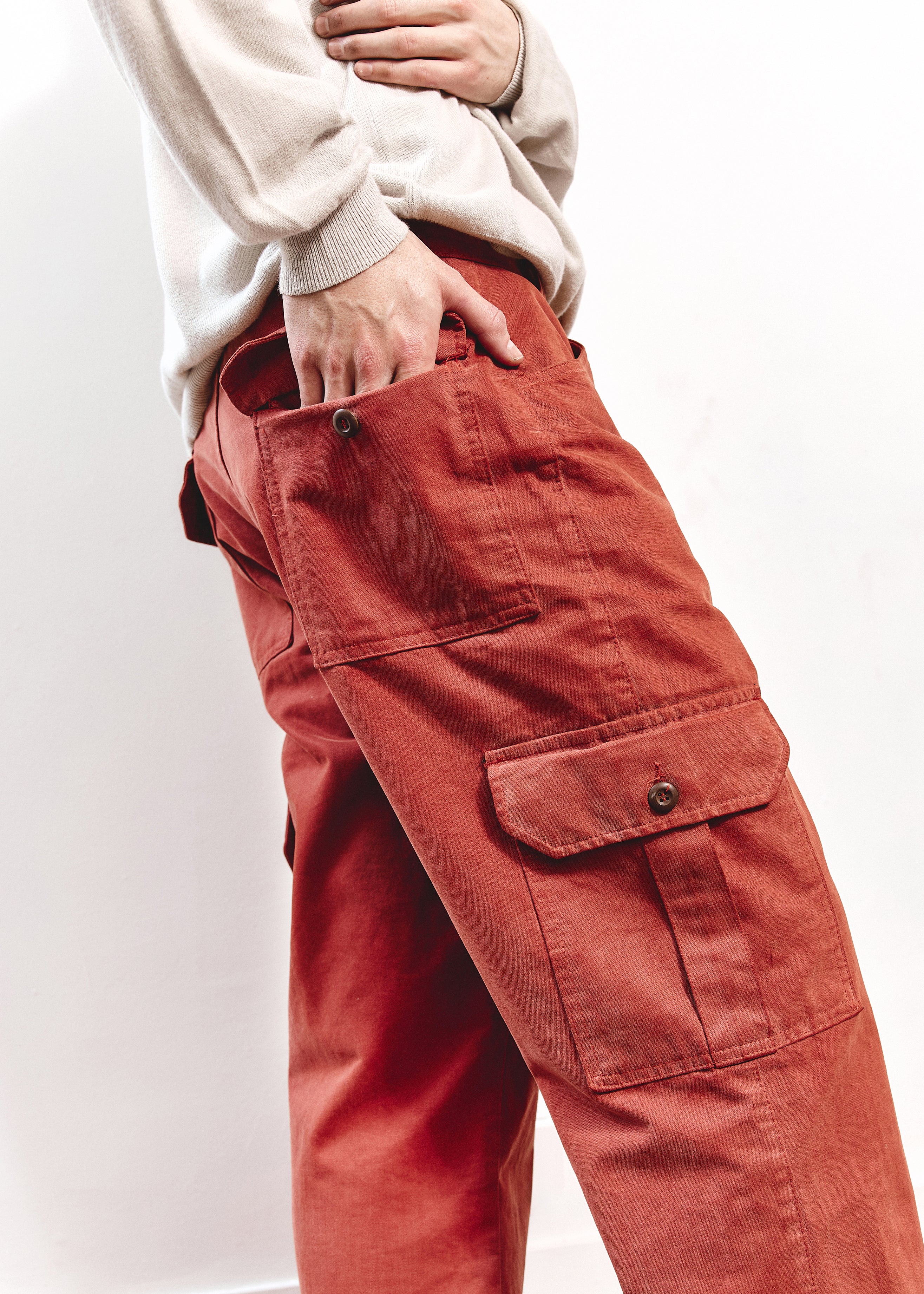 Pierre Cardin Cargo Pant - Brick Red