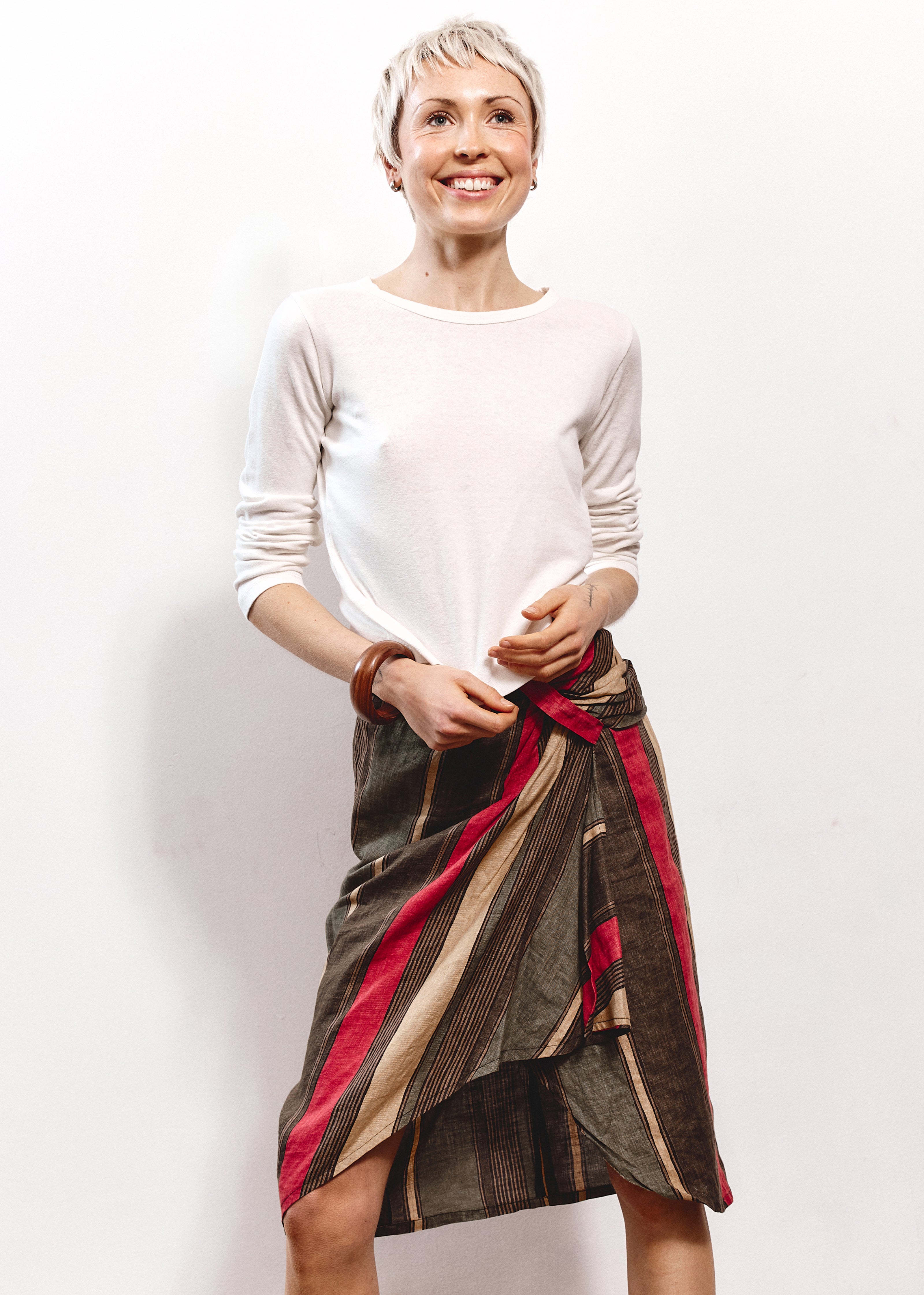 Jelly Flynn Faux Wrap Skirt - Stripe