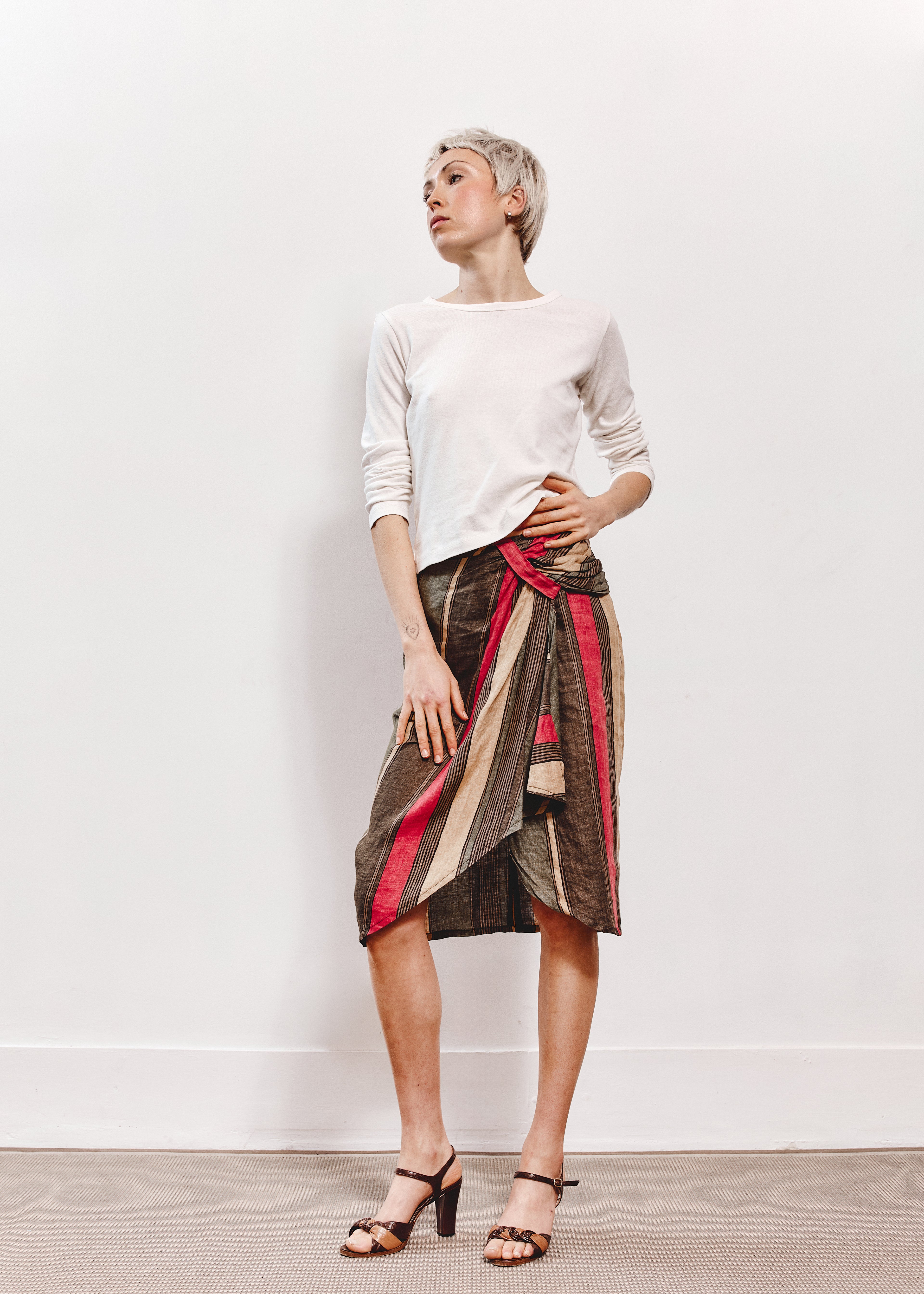 Jelly Flynn Faux Wrap Skirt - Stripe