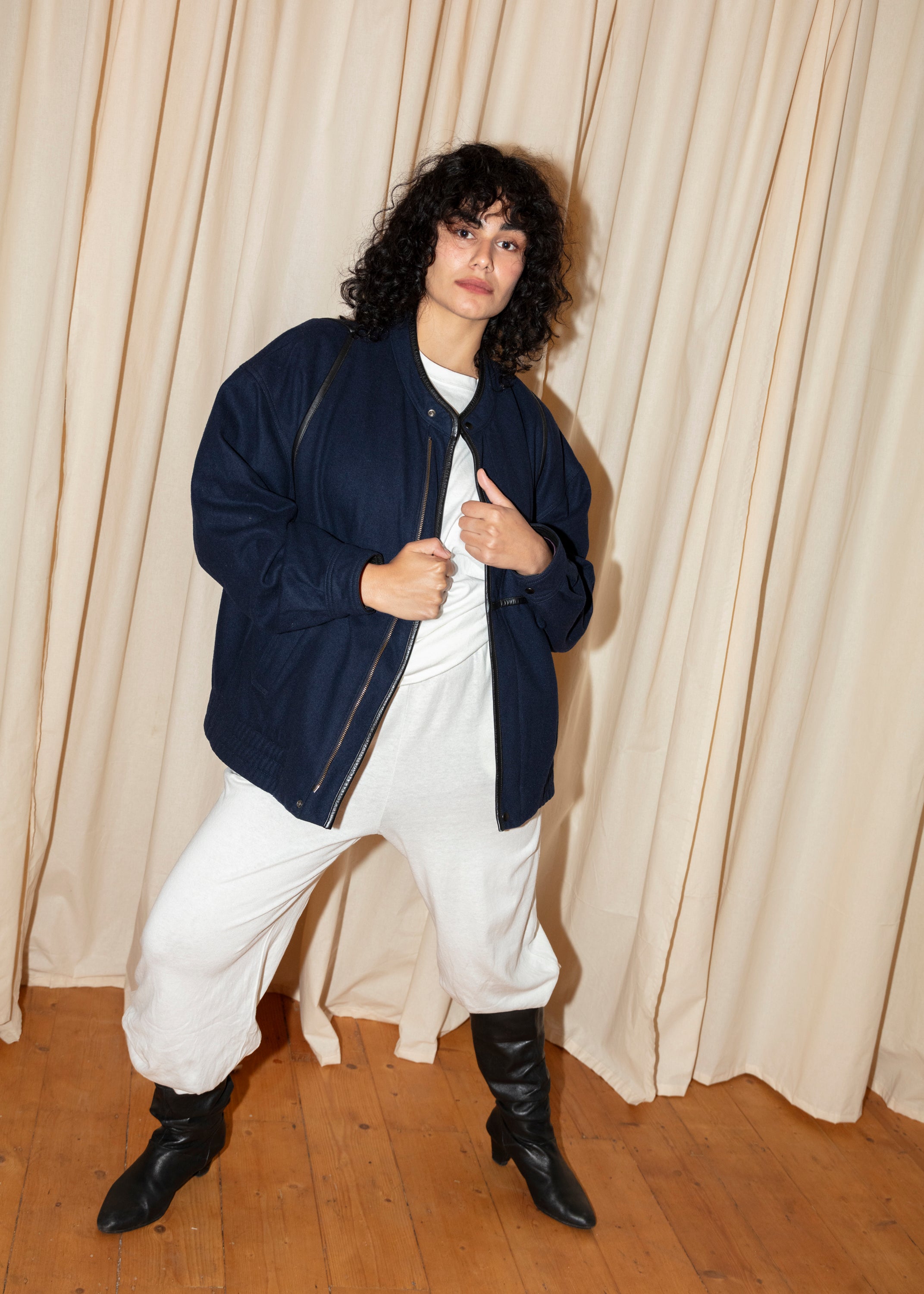 Hunt Club Wool Bomber Jacket - Navy