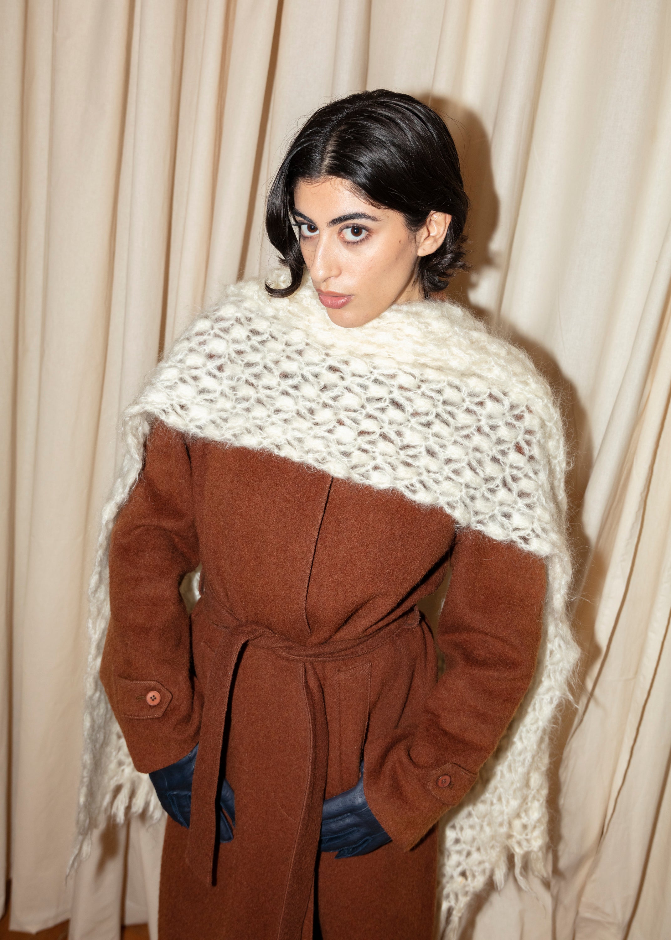 Leather Gloves - Navy