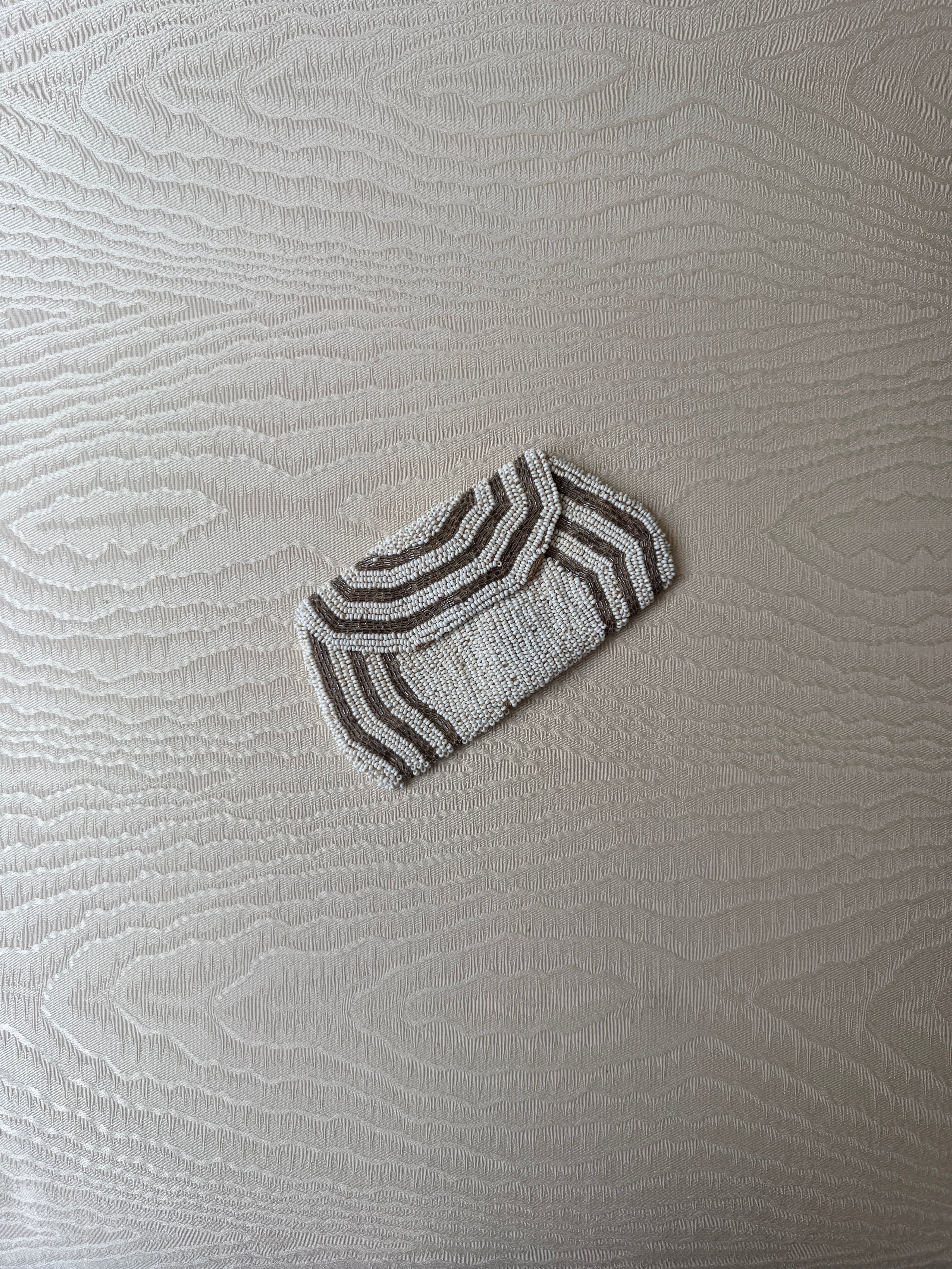 Beaded Pouch with Belt Loop - Cream