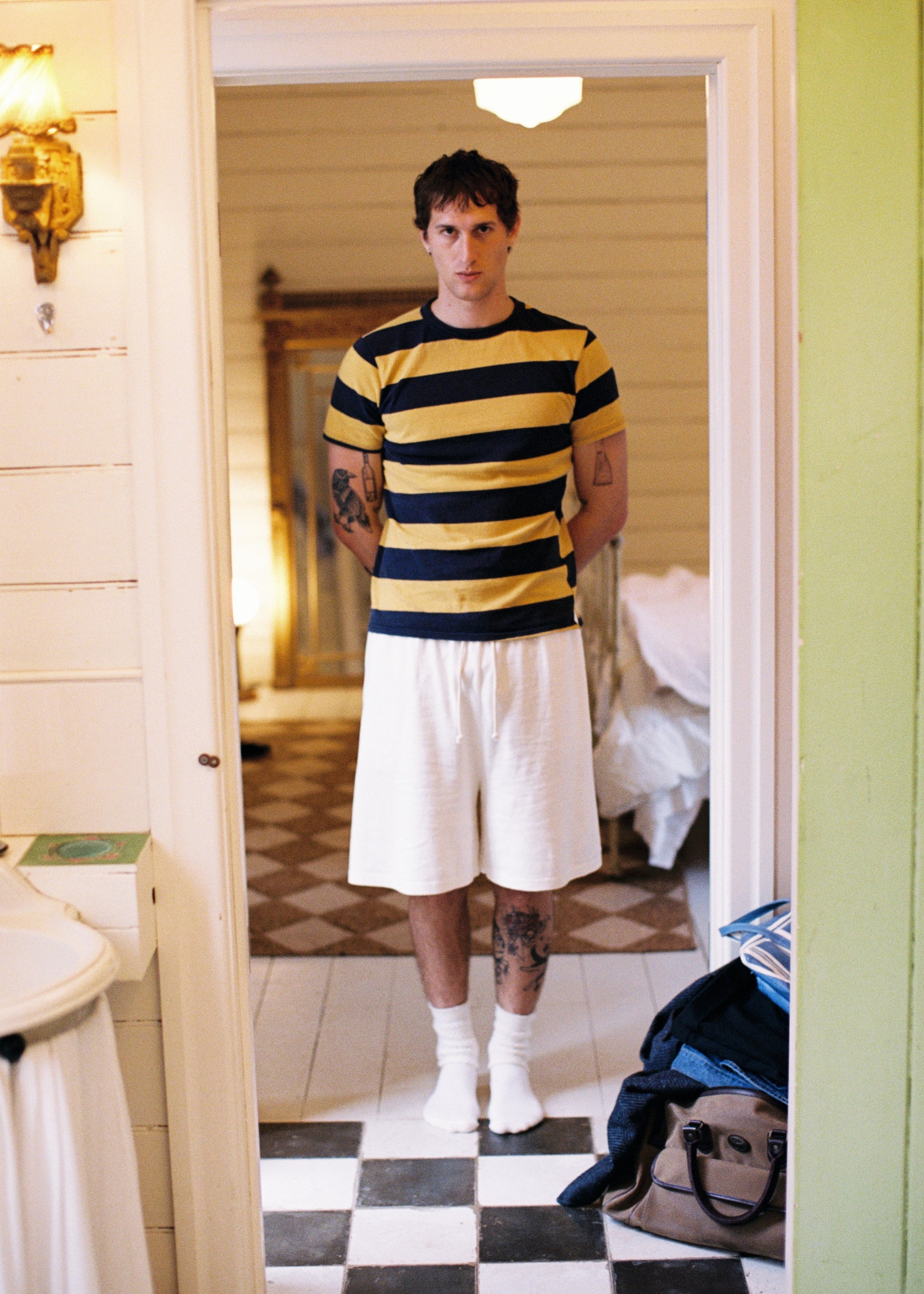 SA2 Brothers Stripe Tee - Navy Yellow