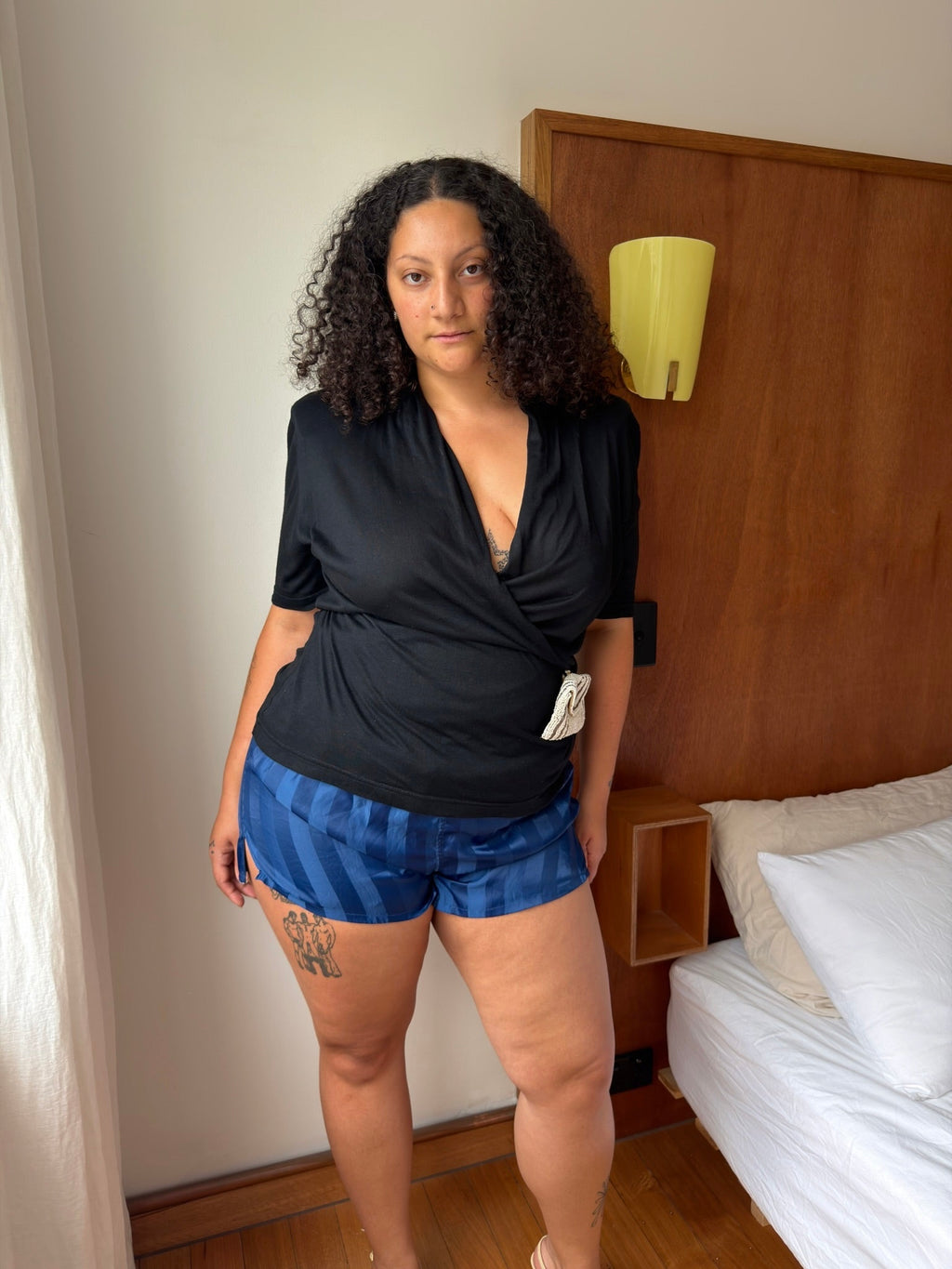 Cristaldi Faux Wrap Top - Black