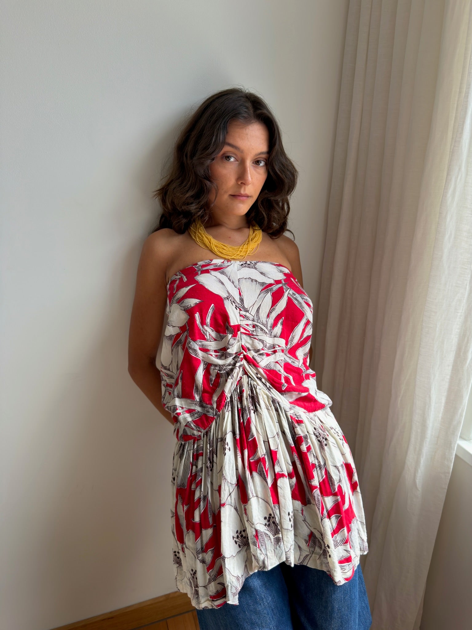 Antique Layered Bead Necklace - Yellow