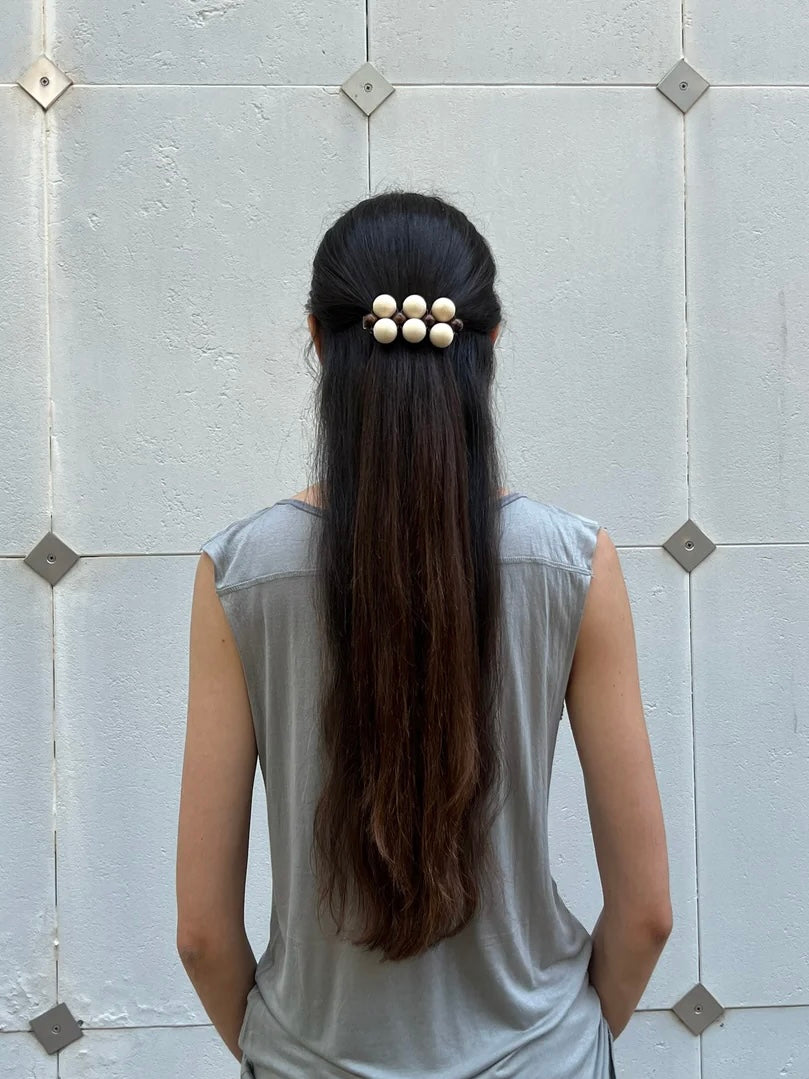 Talina Mori Big Hair Clip - White/Brown