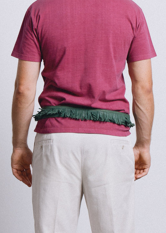 Leather Fringe Belt - Emerald