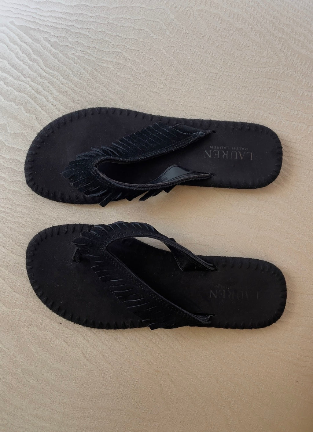 Ralph Lauren Tassel Flip Flops - Black