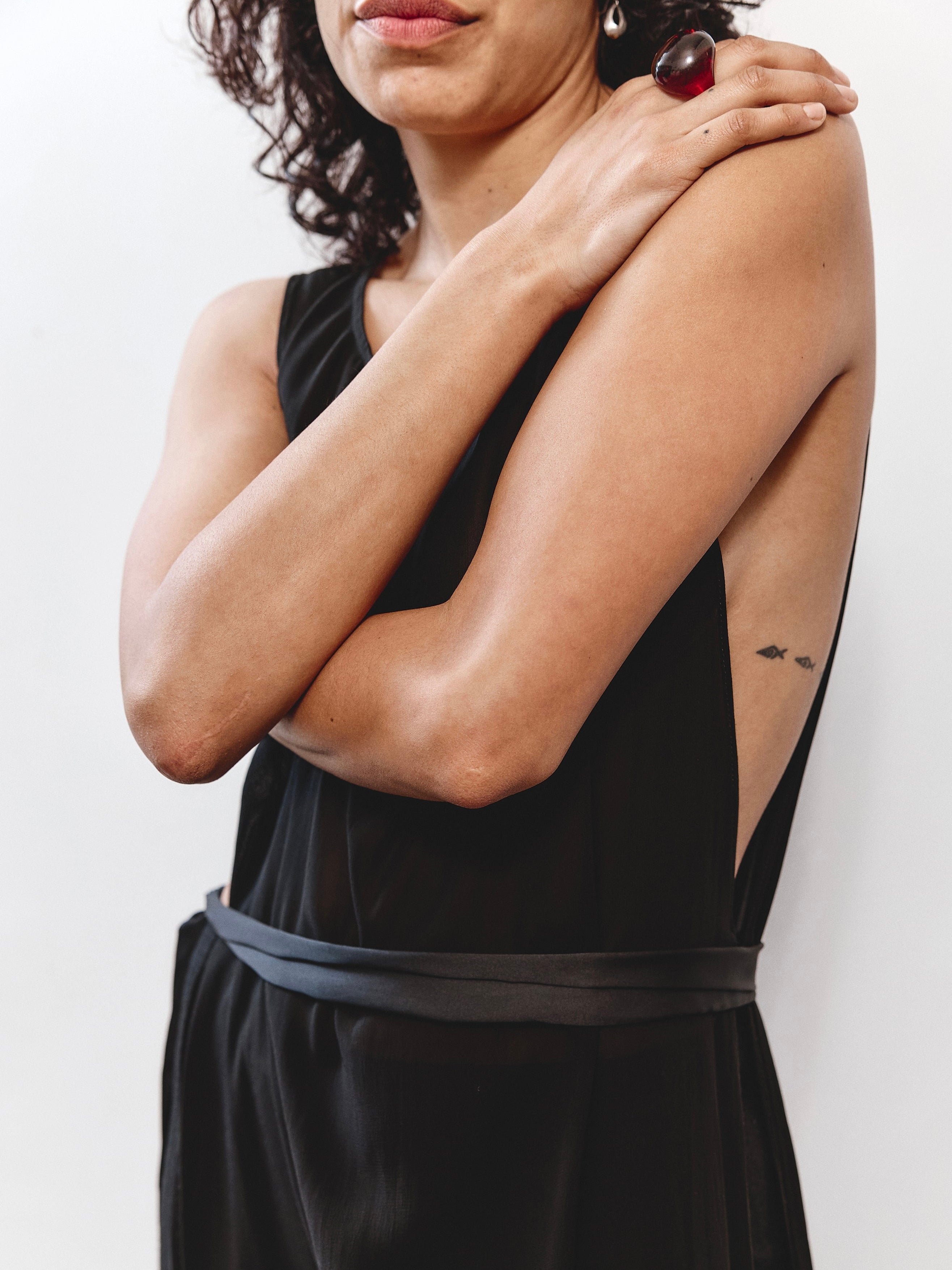 Lisa Barren Sheer Dress - Black