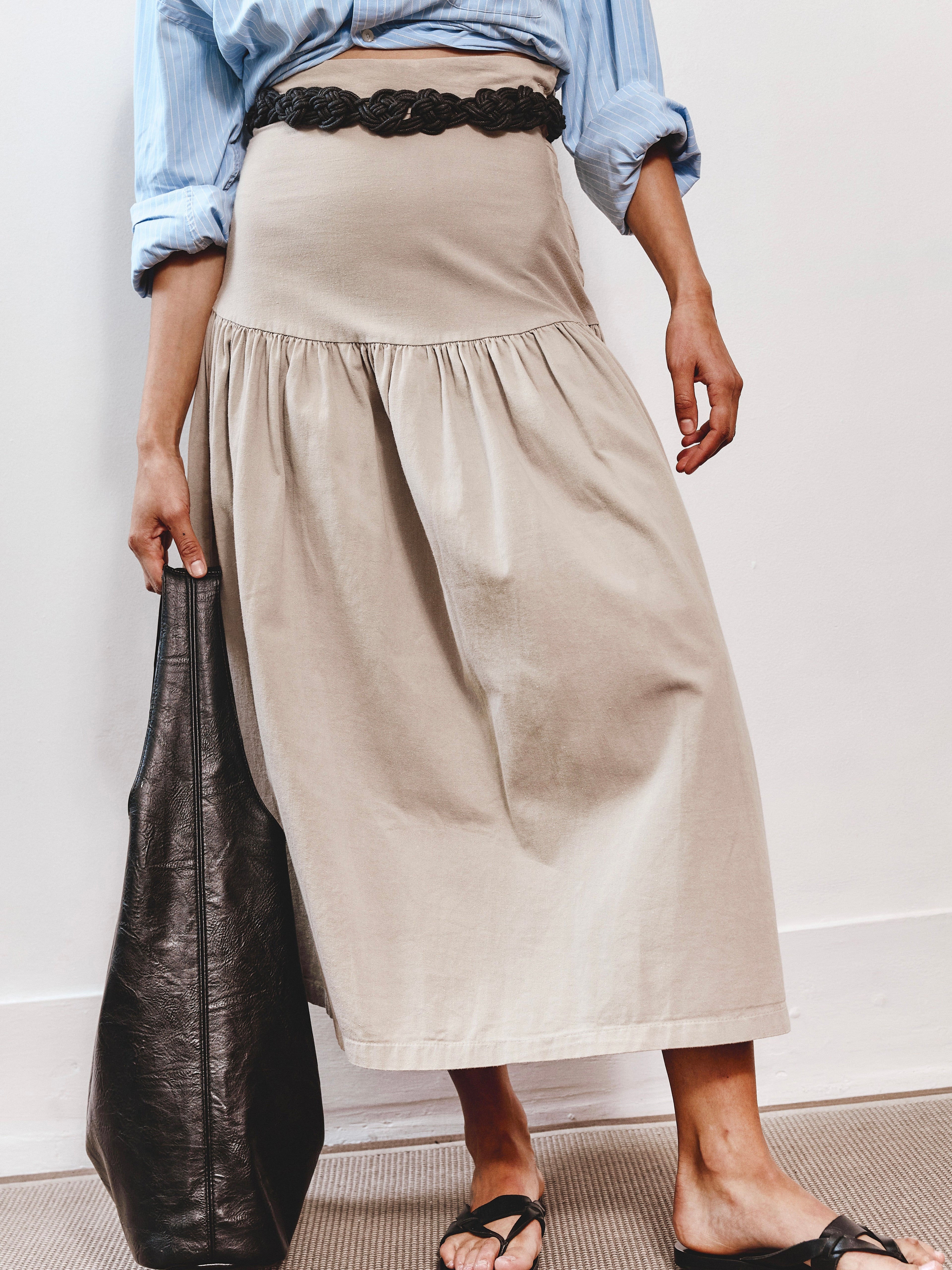 Le Garage Drop Waist Skirt - Khaki