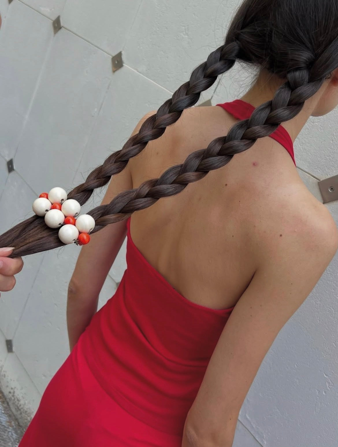 Talina Mori Big Hair Clip - White/Orange