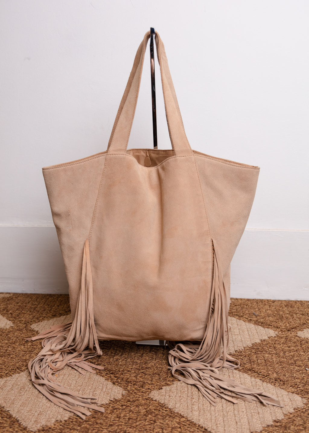 Maddie J Suede Tassel Bag - Beige
