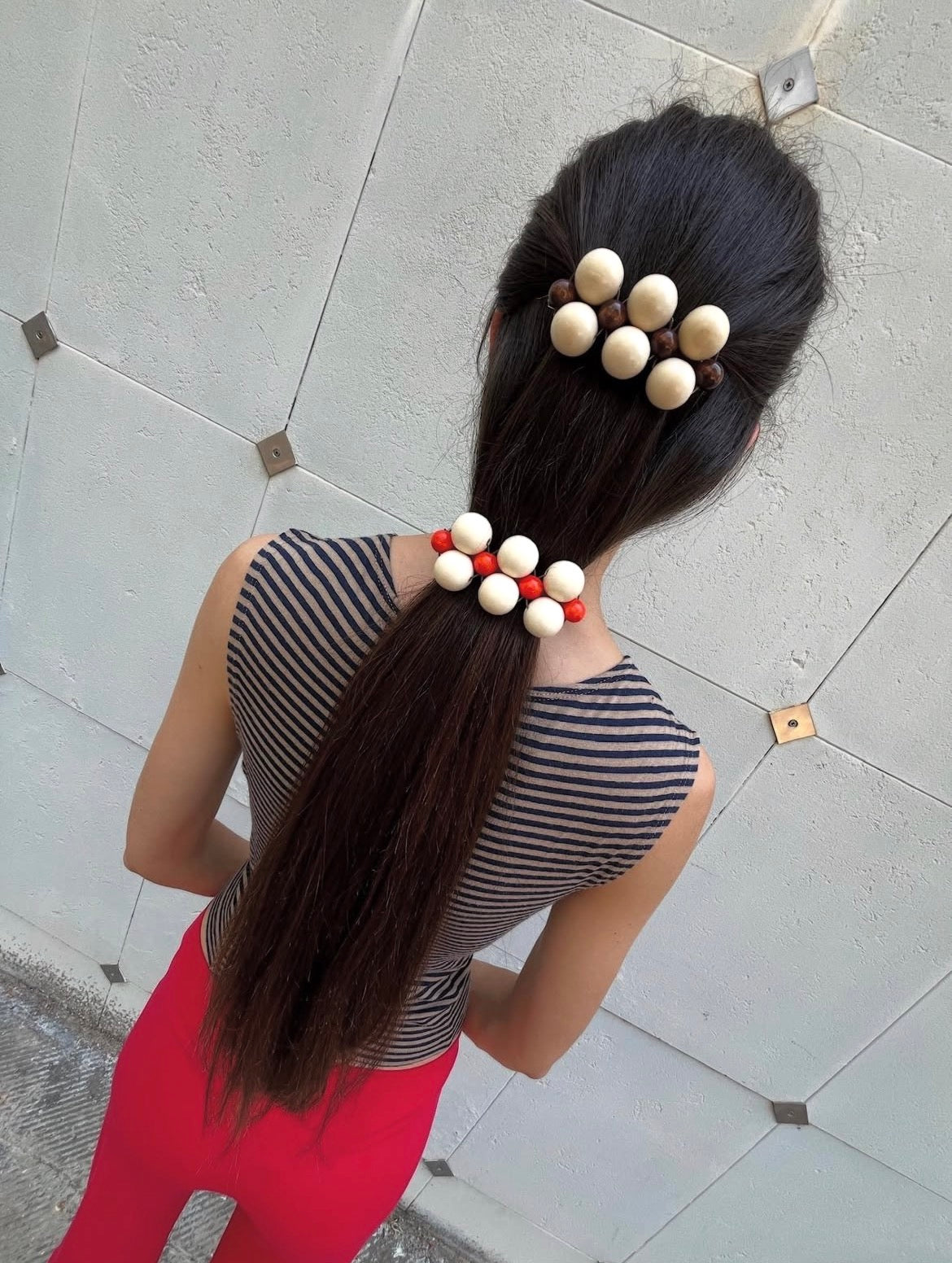 Talina Mori Big Hair Clip - White/Brown