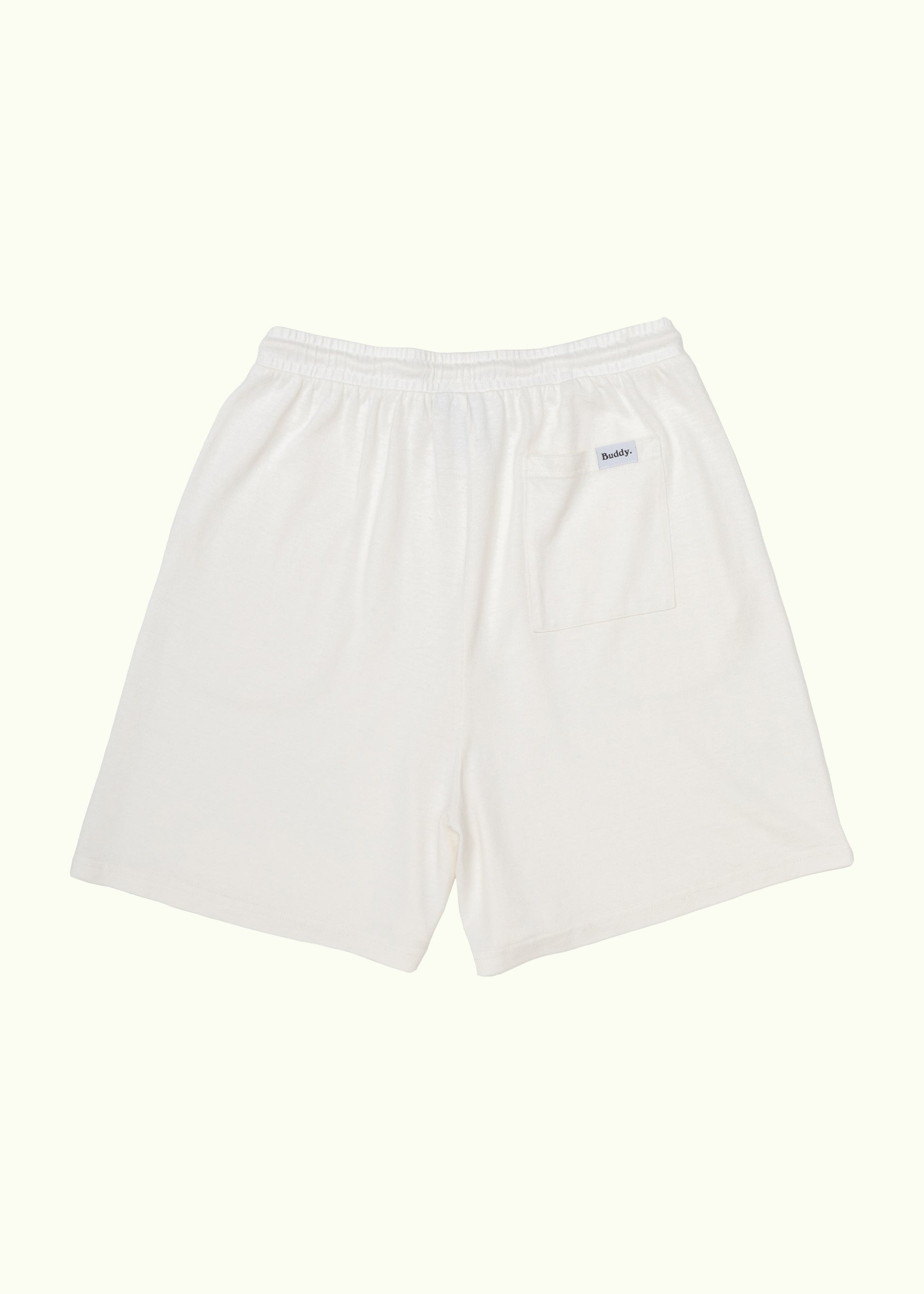Buddy Hemp Goods Tee Shorts Off White Flatlay Back