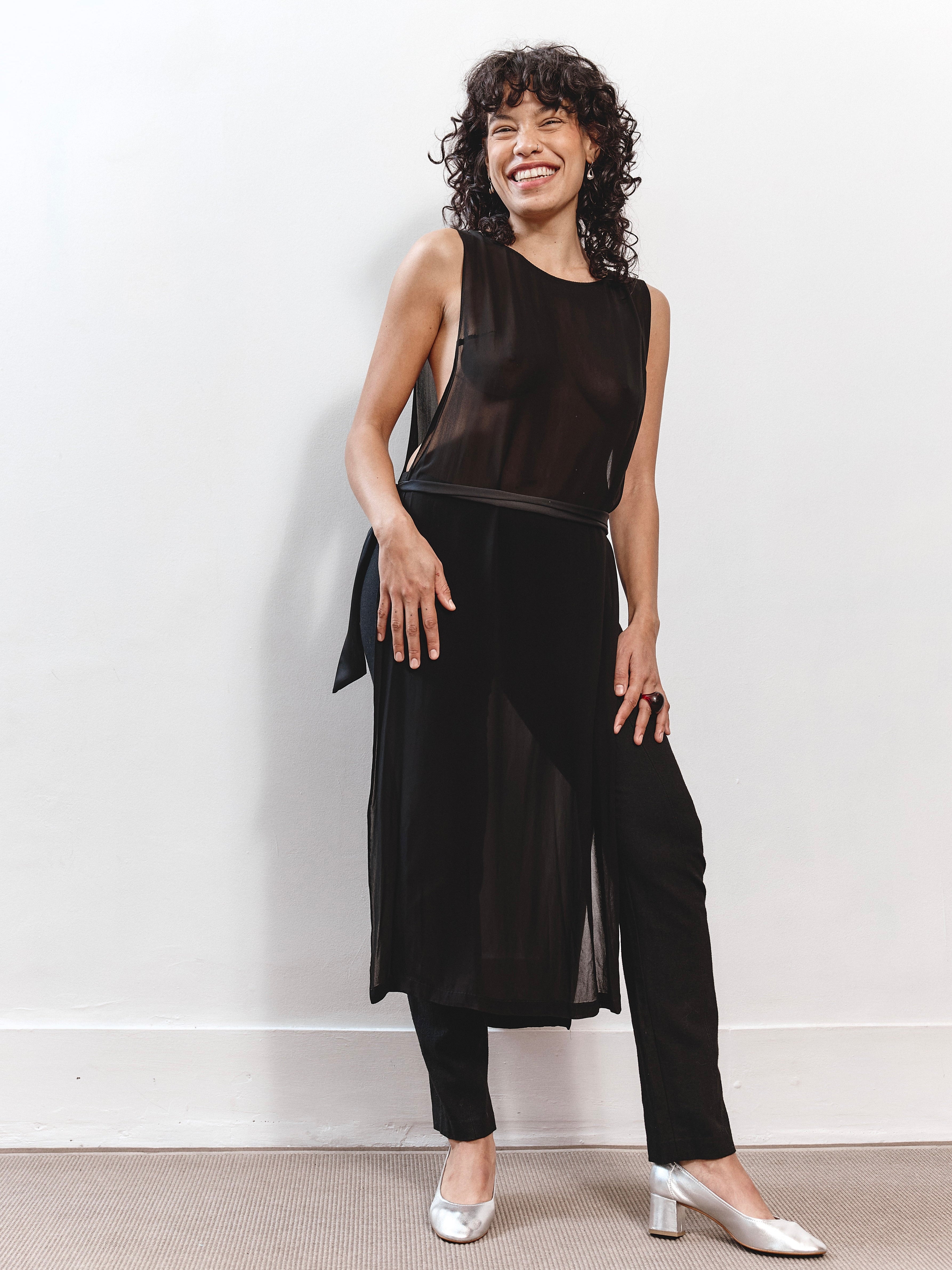 Lisa Barren Sheer Dress - Black