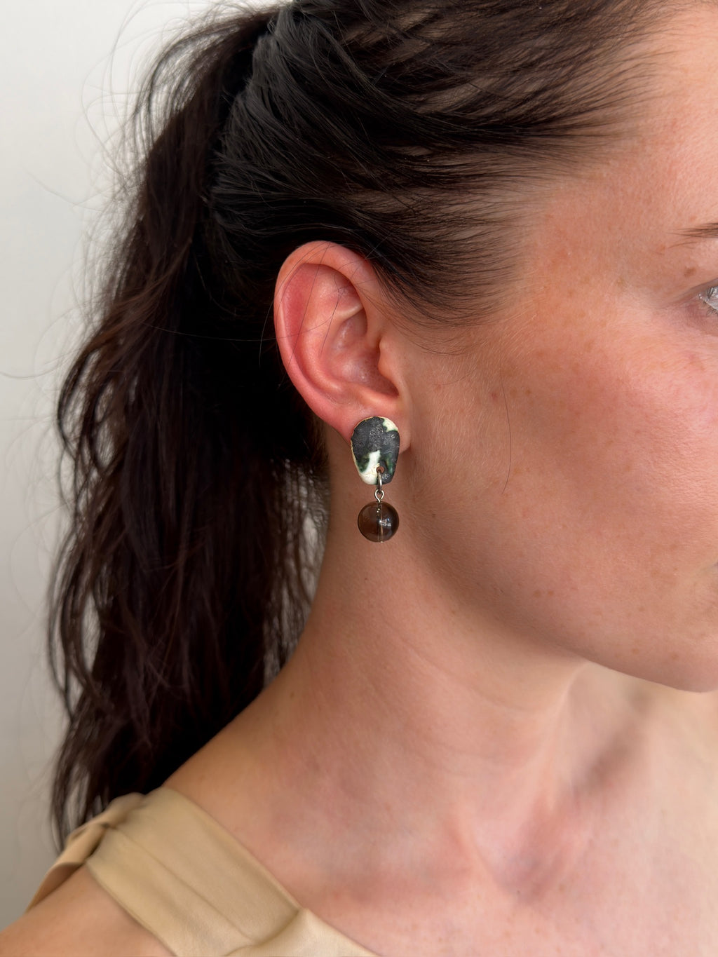 Zarić Jume Earrings - Copper Oxide/Smokey Quartz