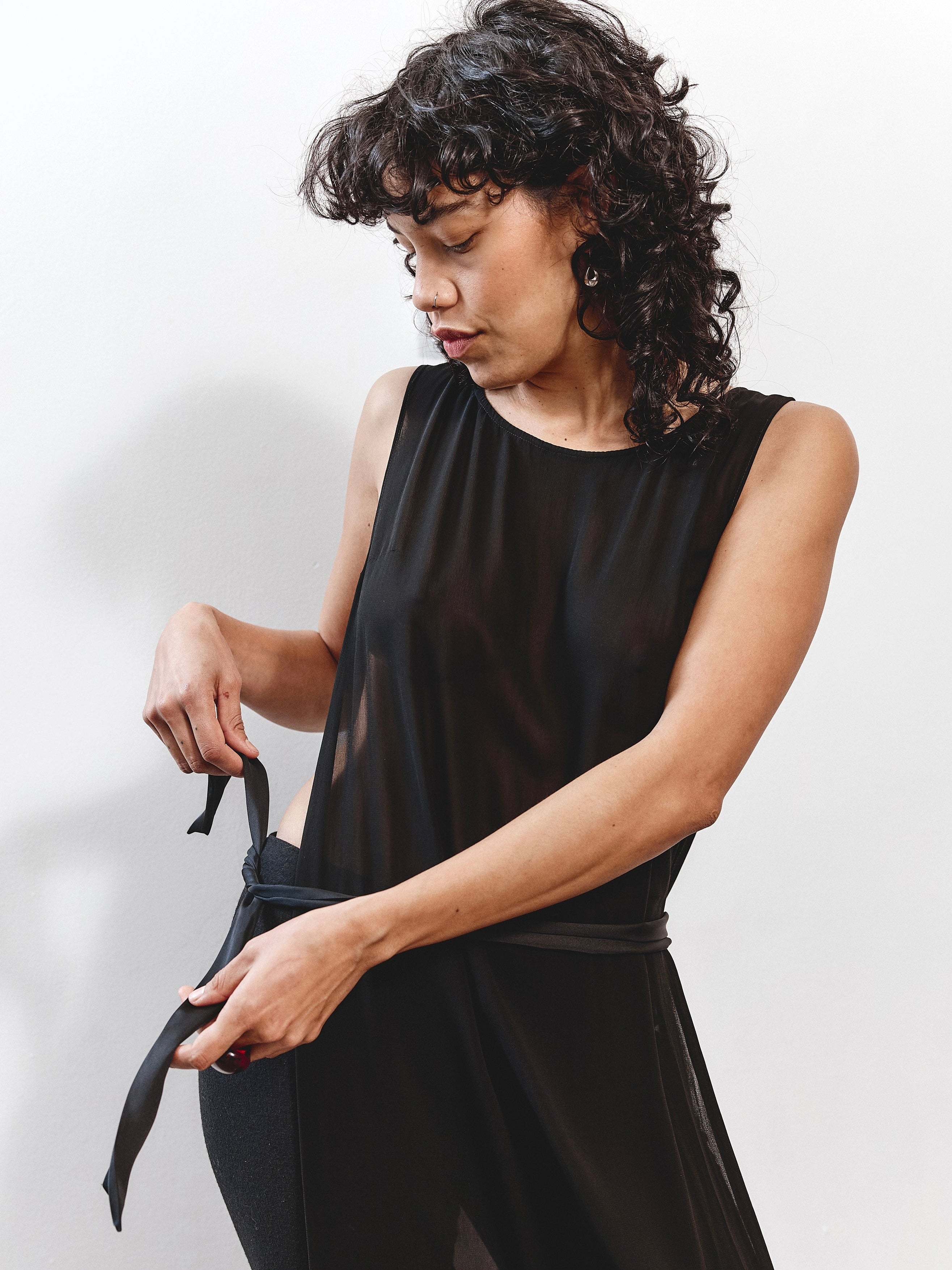 Lisa Barren Sheer Dress - Black