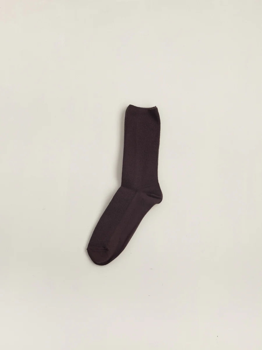 Common Garden Fine Ribbed Socks - Dark Chocolate