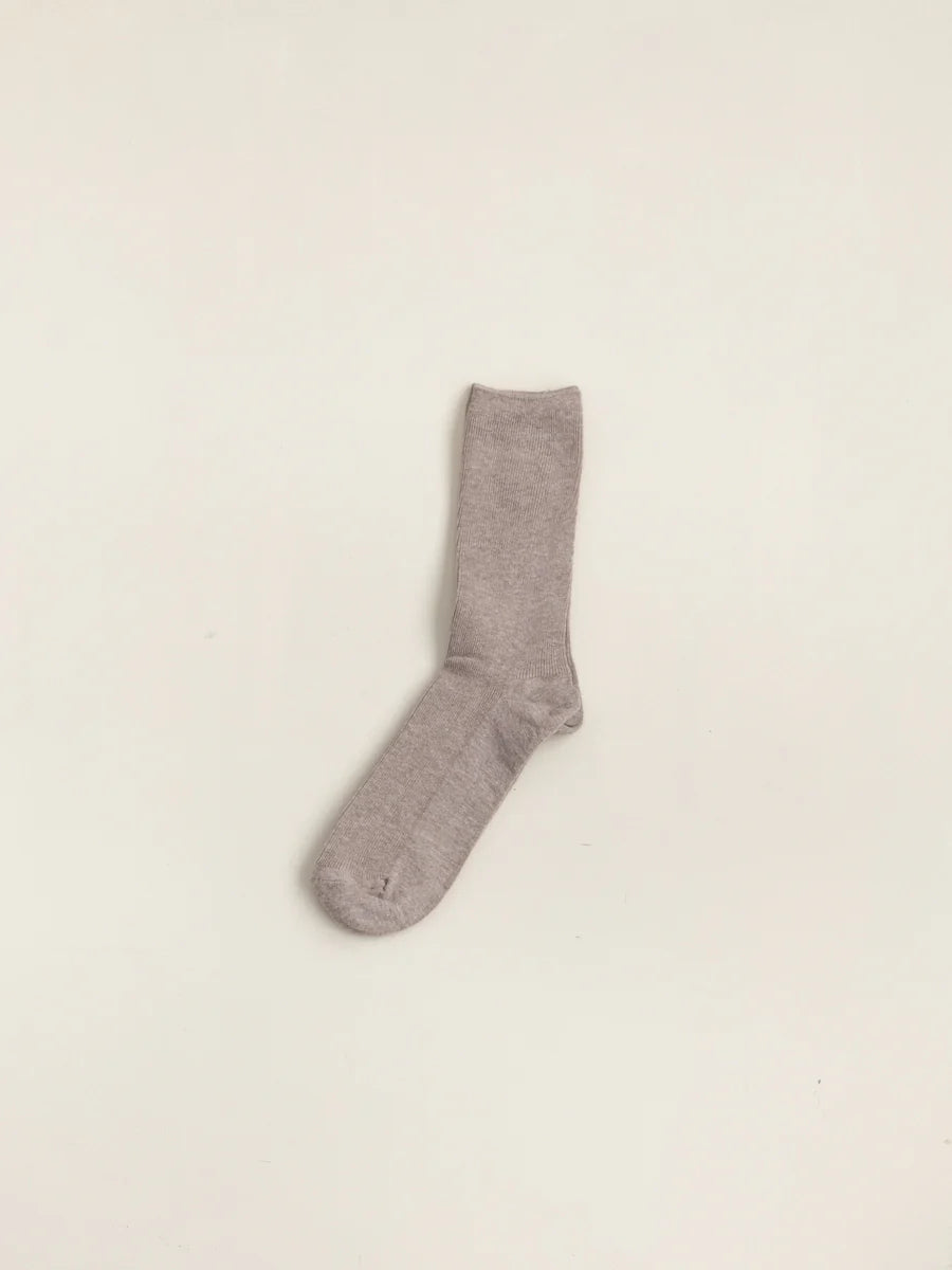 Common Garden Fine Ribbed Socks - Cocoa Beige