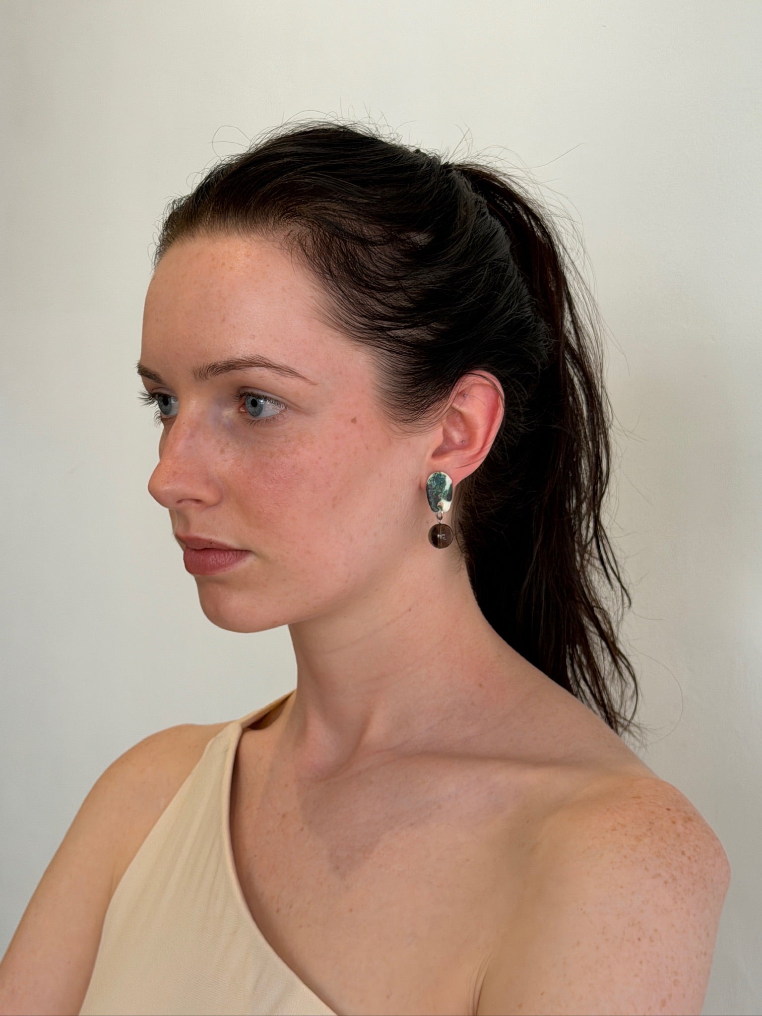 Zarić Jume Earrings - Copper Oxide/Smokey Quartz